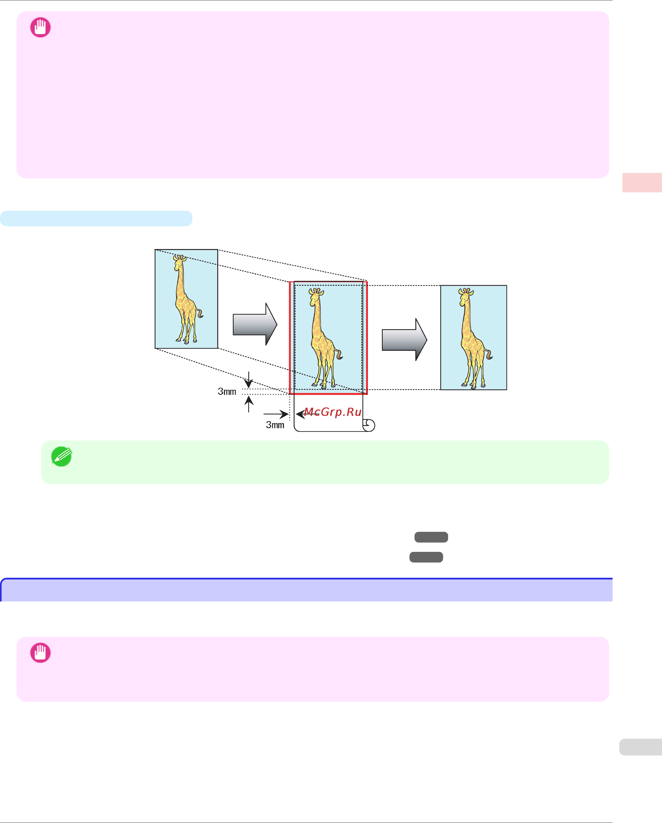 Canon imageprograf ipf785 [91/700] Borderless printing by resizing originals to fit the roll width windows