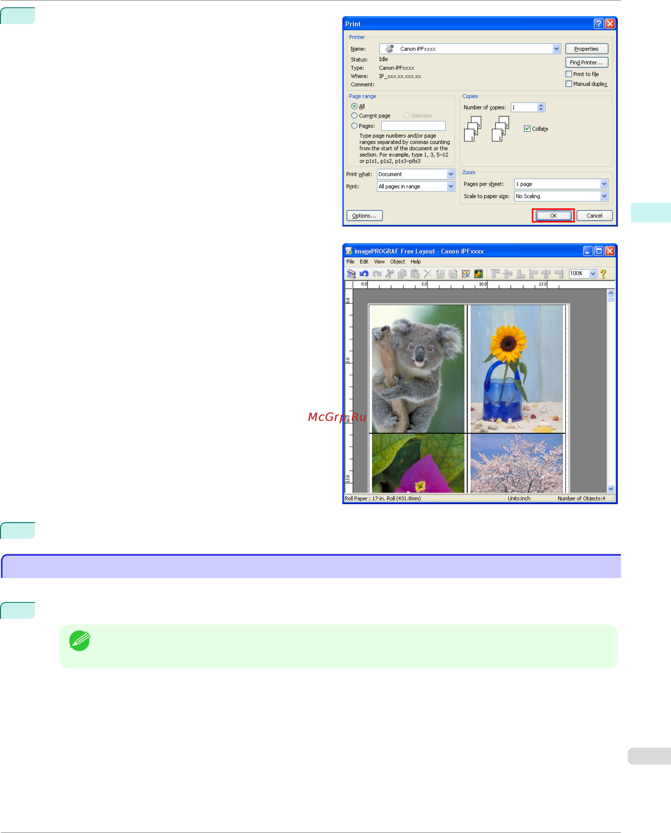 Canon imageprograf ipf780 [211/648] Laying out a document created with multiple application programs on one page