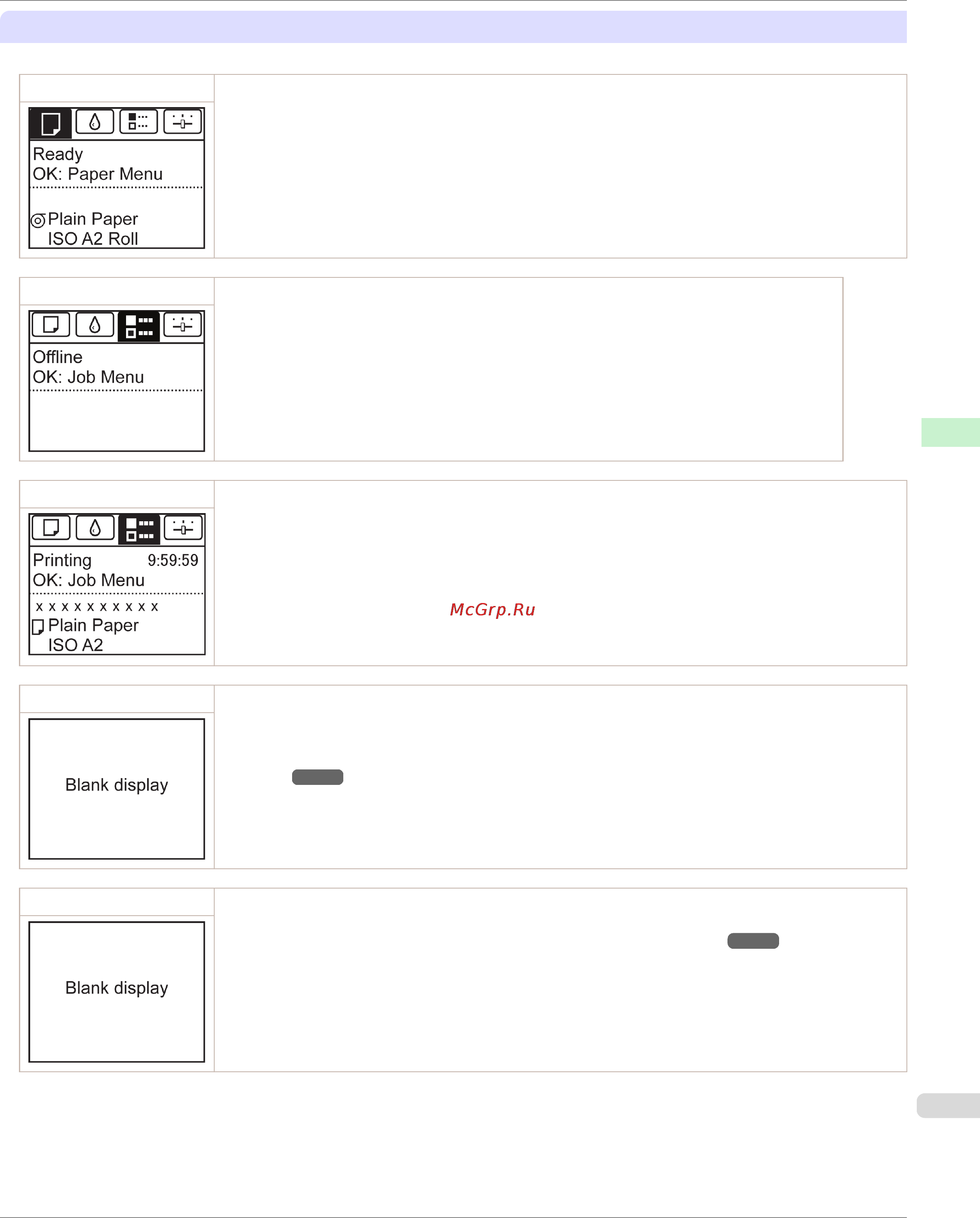Canon imageprograf ipf780 [437/648] Printer status and modes