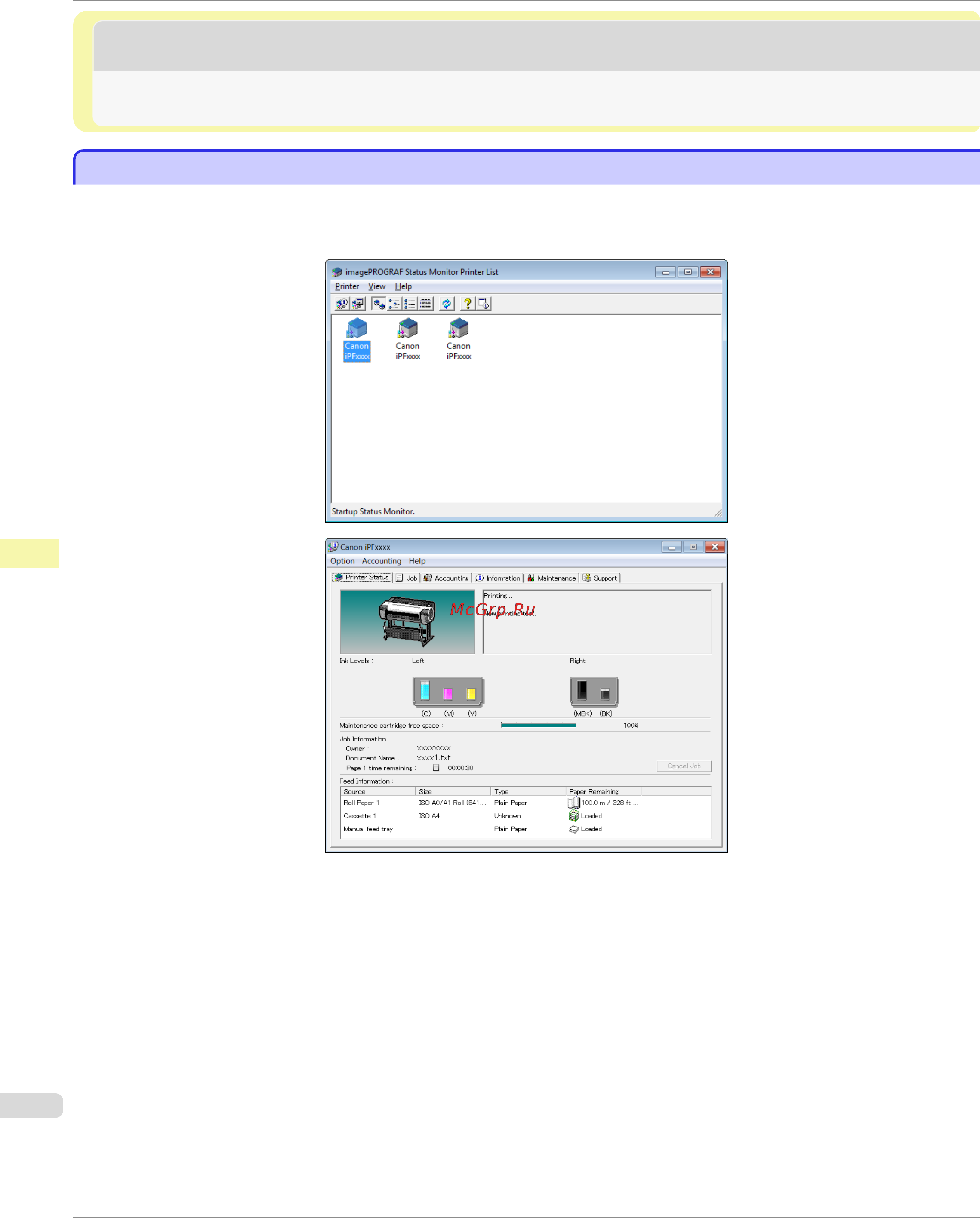 Canon imageprograf ipf780 [502/648] The features of imageprograf status monitor