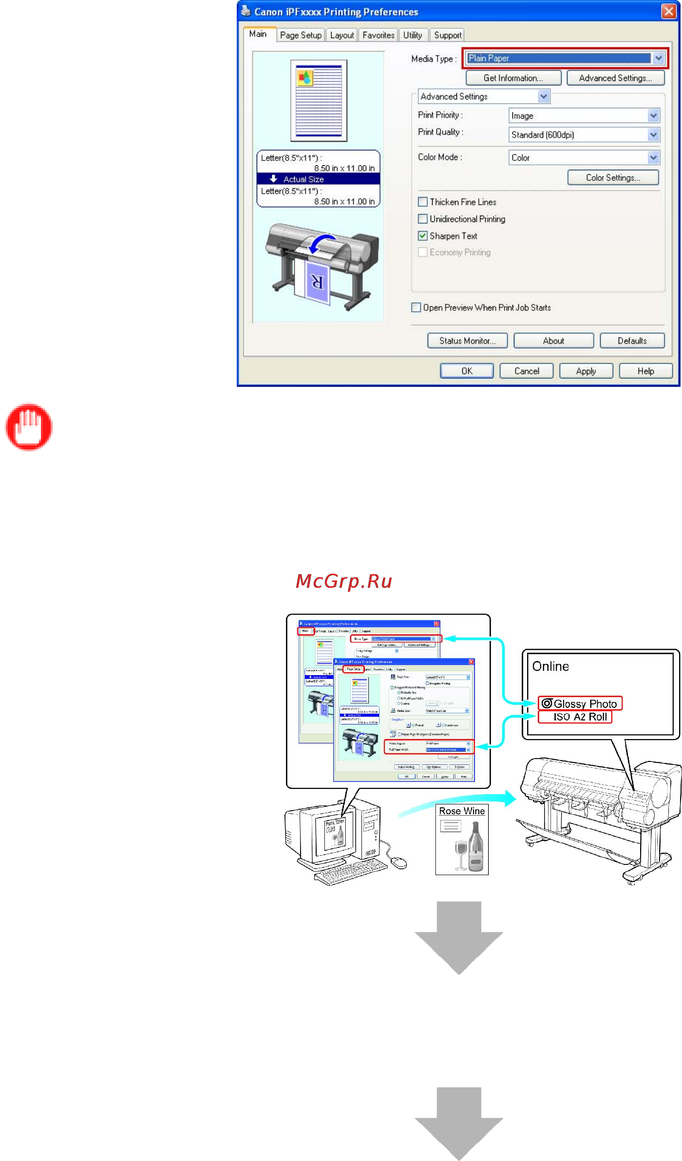 Canon imagePROGRAF iPF810 [125/710] Complete settings in the printer driver for the type of paper and other details