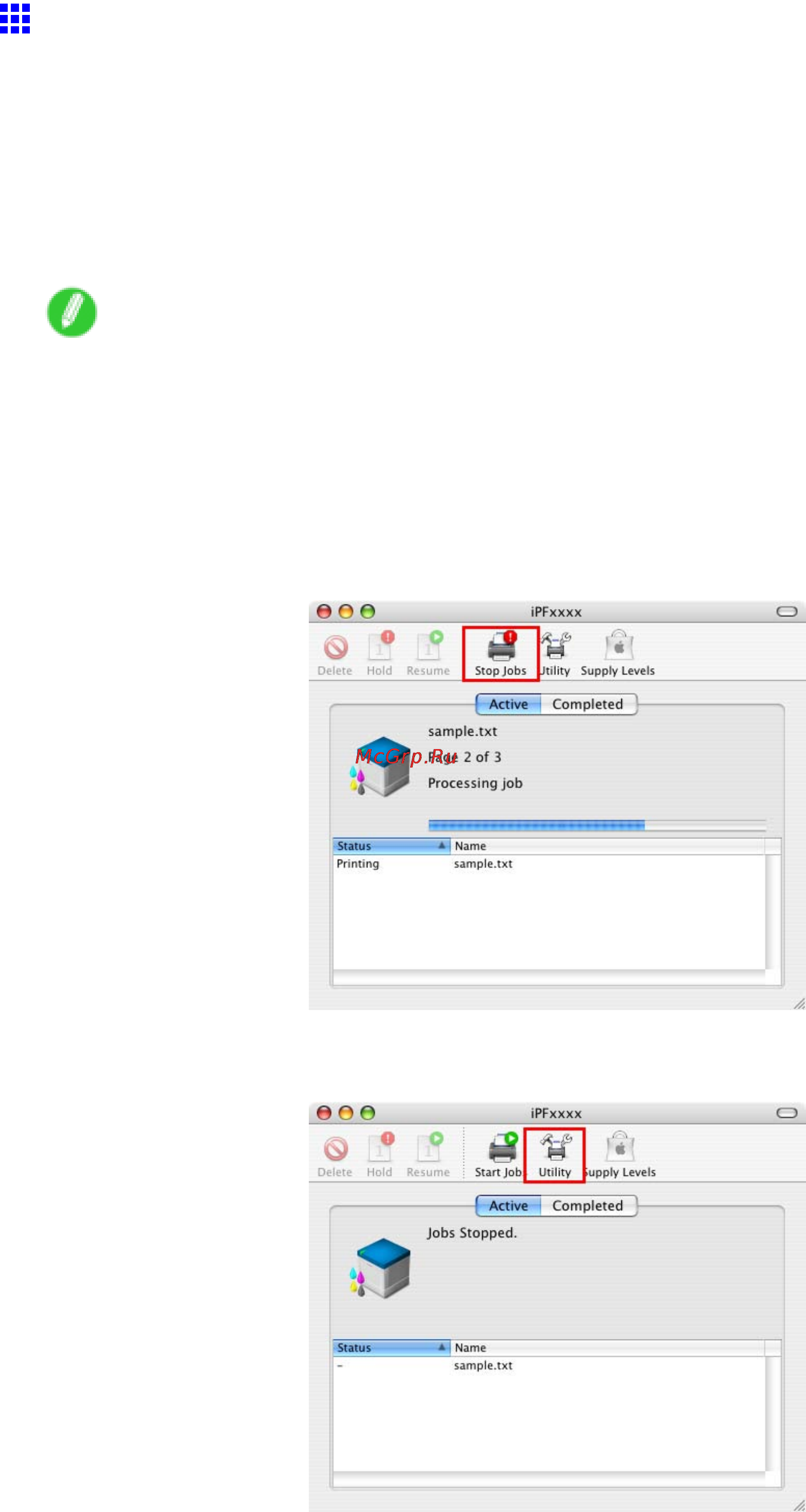 Canon imagePROGRAF iPF810 [137/710] Canceling print jobs from mac os x