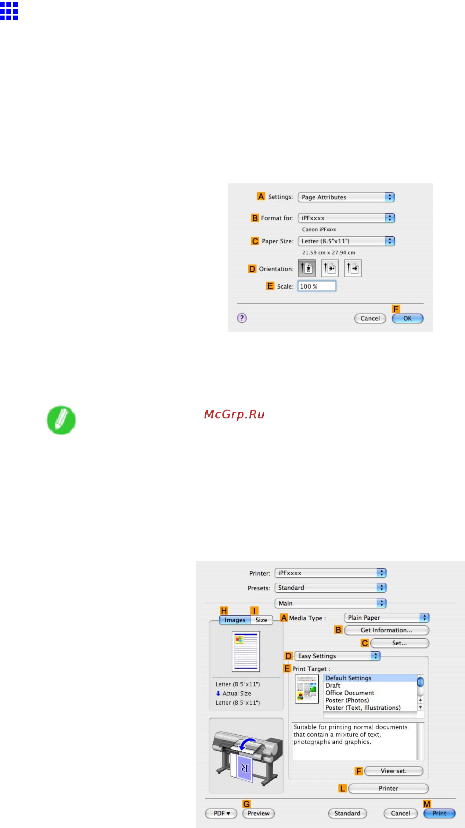 Canon imagePROGRAF iPF810 [287/710] Borderless printing at actual size mac os x
