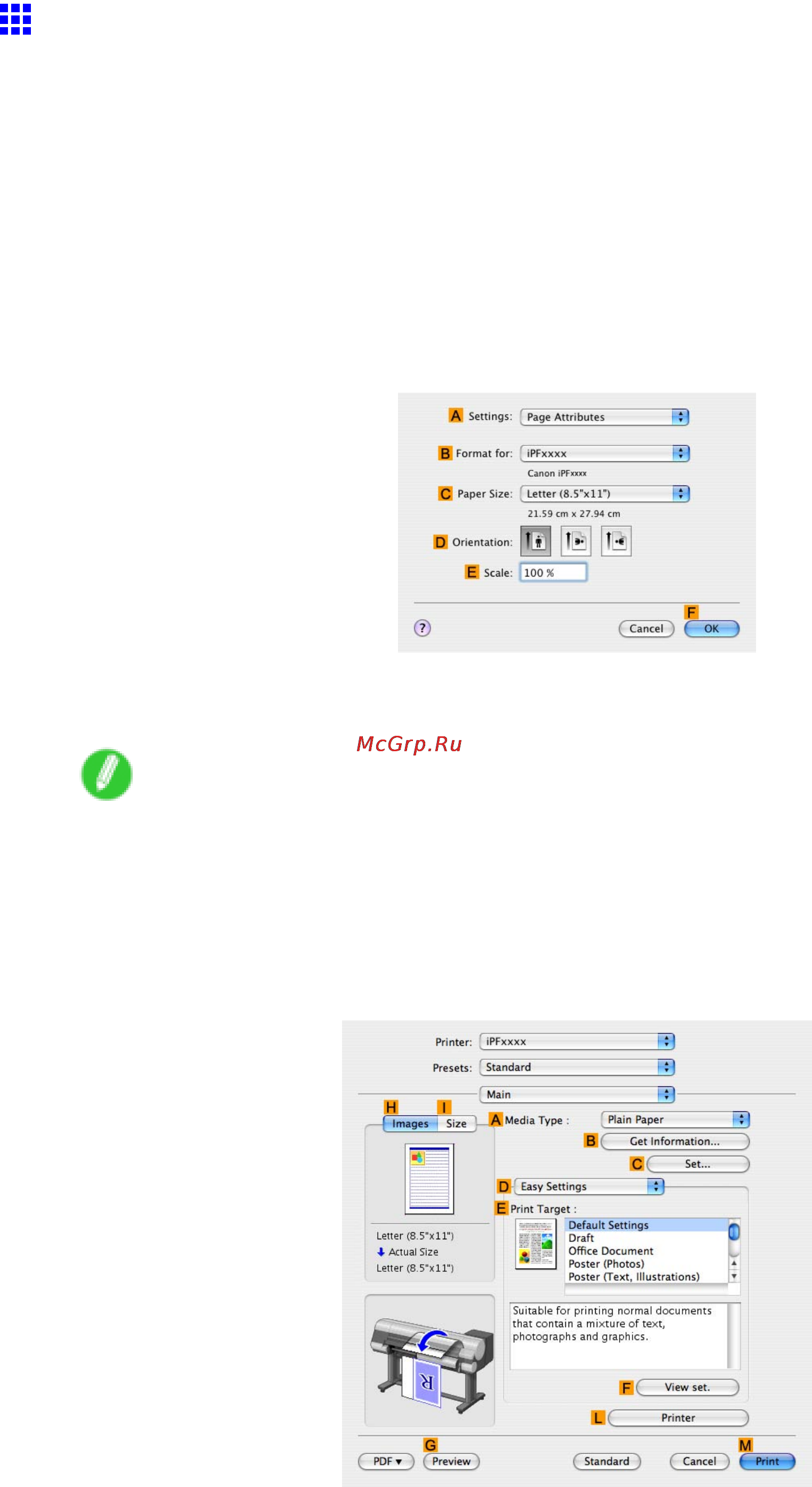 Canon imagePROGRAF iPF810 [294/710] Borderless printing by resizing originals to match the paper size mac os x