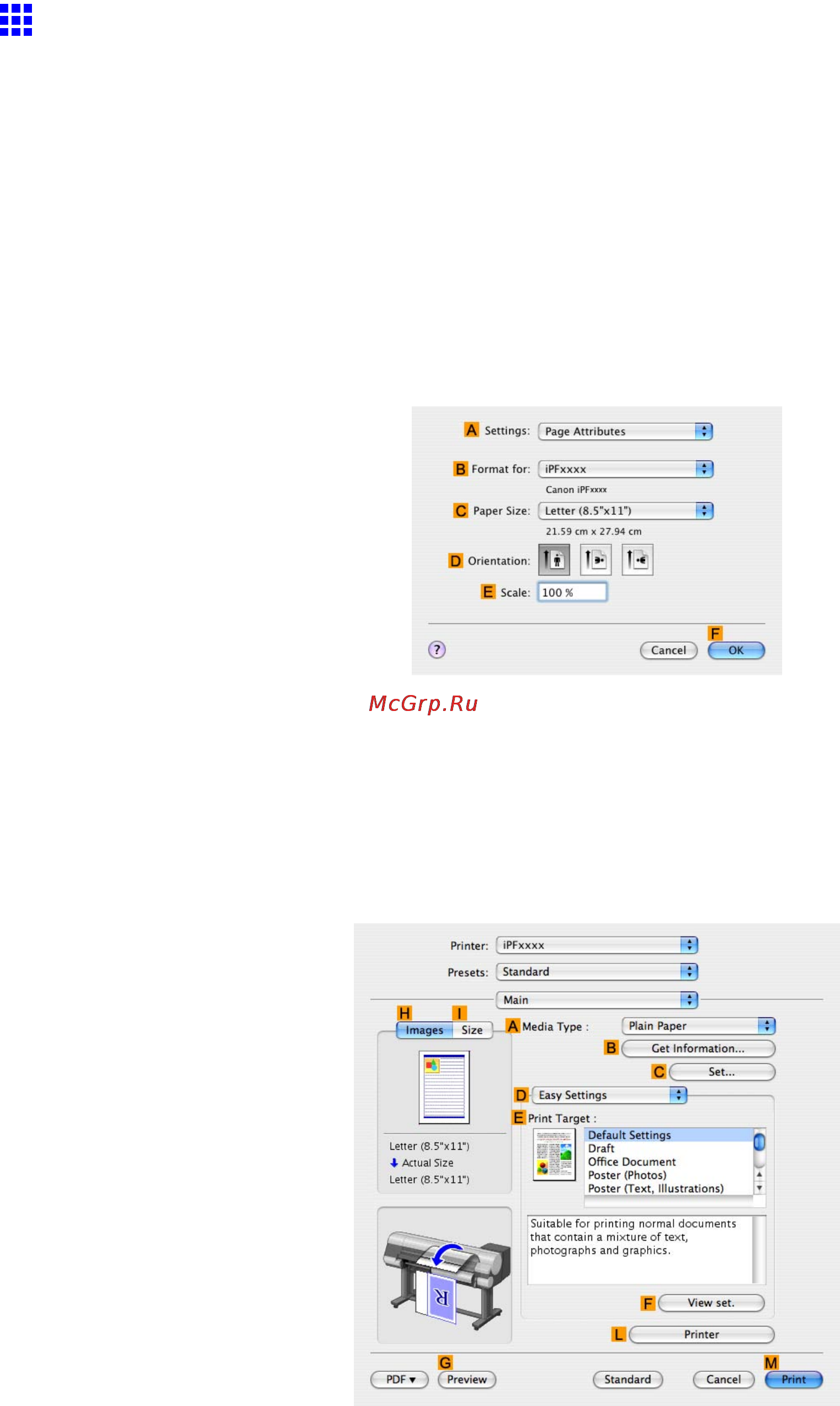 Canon imagePROGRAF iPF810 [383/710] Making the original orientation match the paper orientation mac os x
