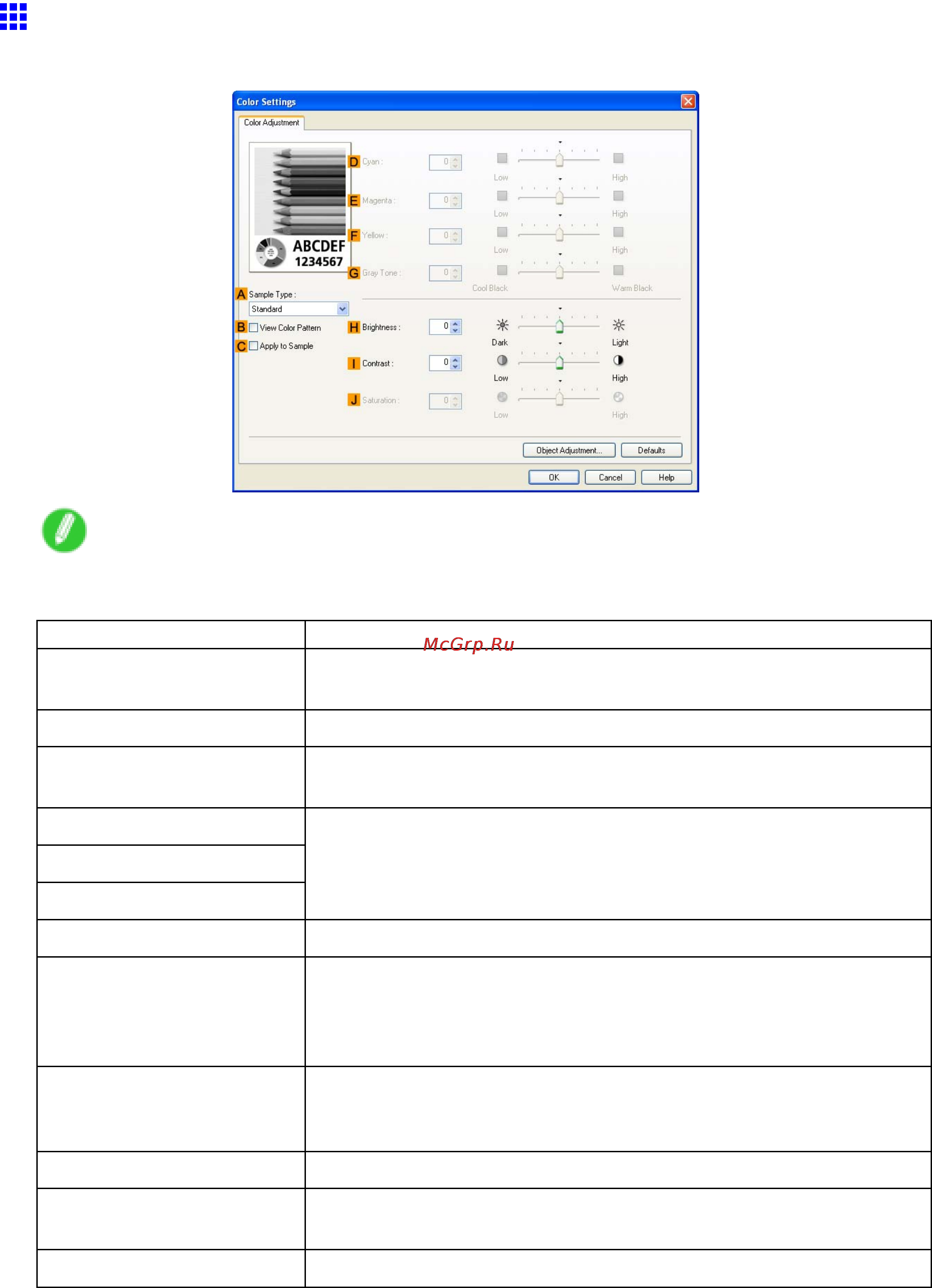 Canon imagePROGRAF iPF810 [419/710] Color adjustment sheet monochrome windows