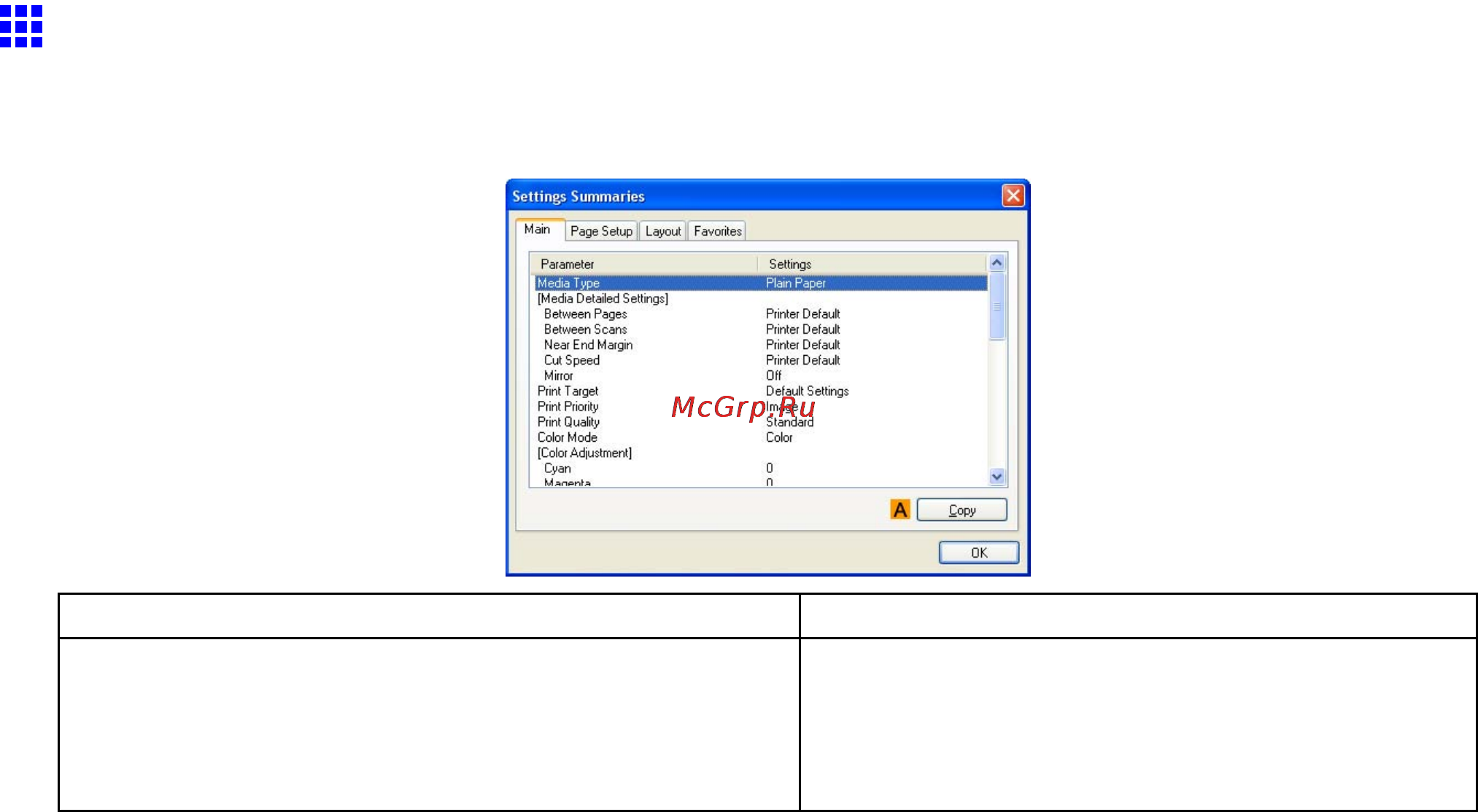 Canon imagePROGRAF iPF810 [433/710] Settings summaries dialog box windows