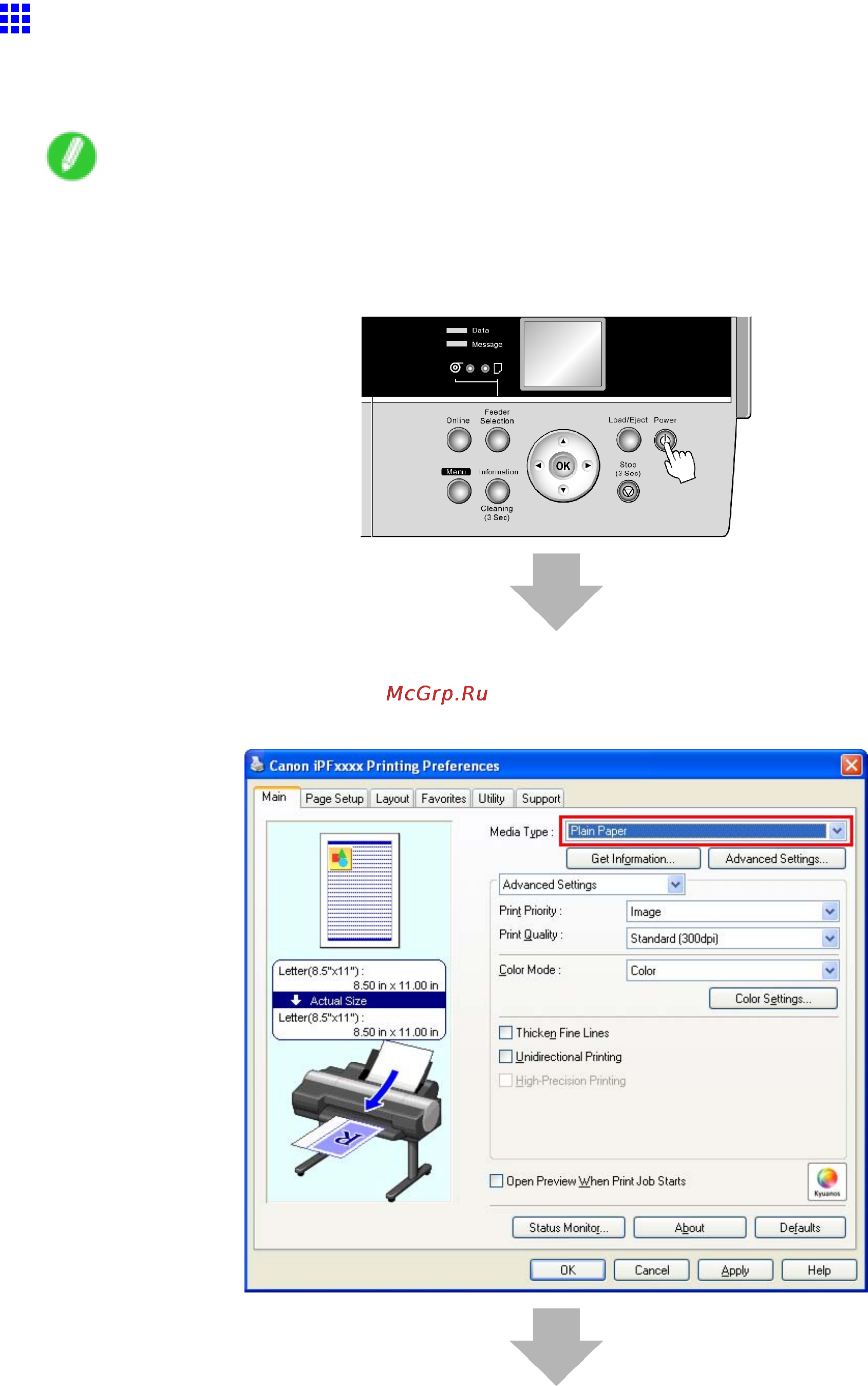 Canon imagePROGRAF iPF6000S [107/730] Complete settings in the printer driver for the type and size of paper and other details