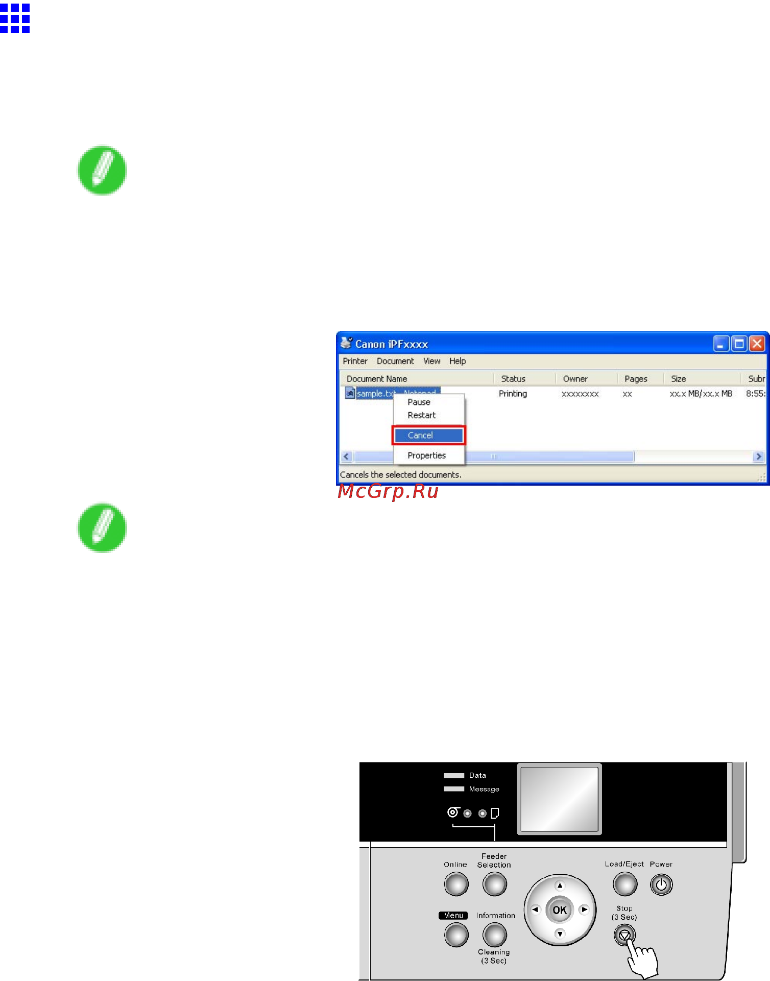 Canon imagePROGRAF iPF6000S [114/730] Canceling print jobs from windows