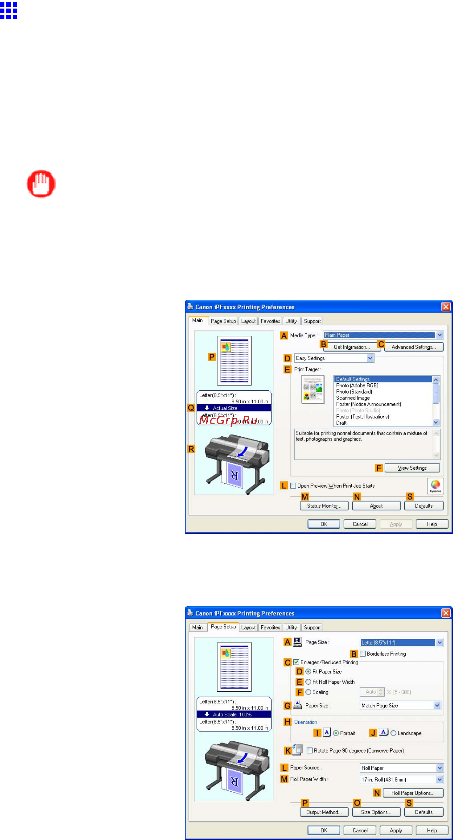 Canon imagePROGRAF iPF6000S [256/730] Resizing originals by entering a scaling value windows