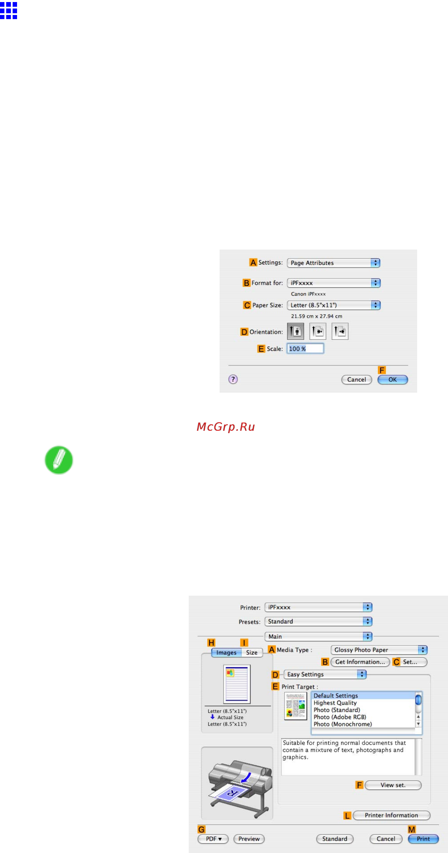 Canon imagePROGRAF iPF6000S [291/730] Borderless printing by resizing originals to fit the roll width mac os x