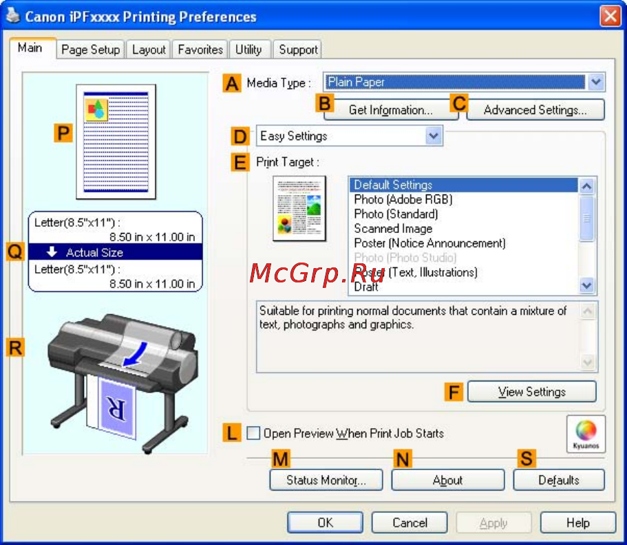 Canon imagePROGRAF iPF6000S [312/730] Printing by using custom paper size