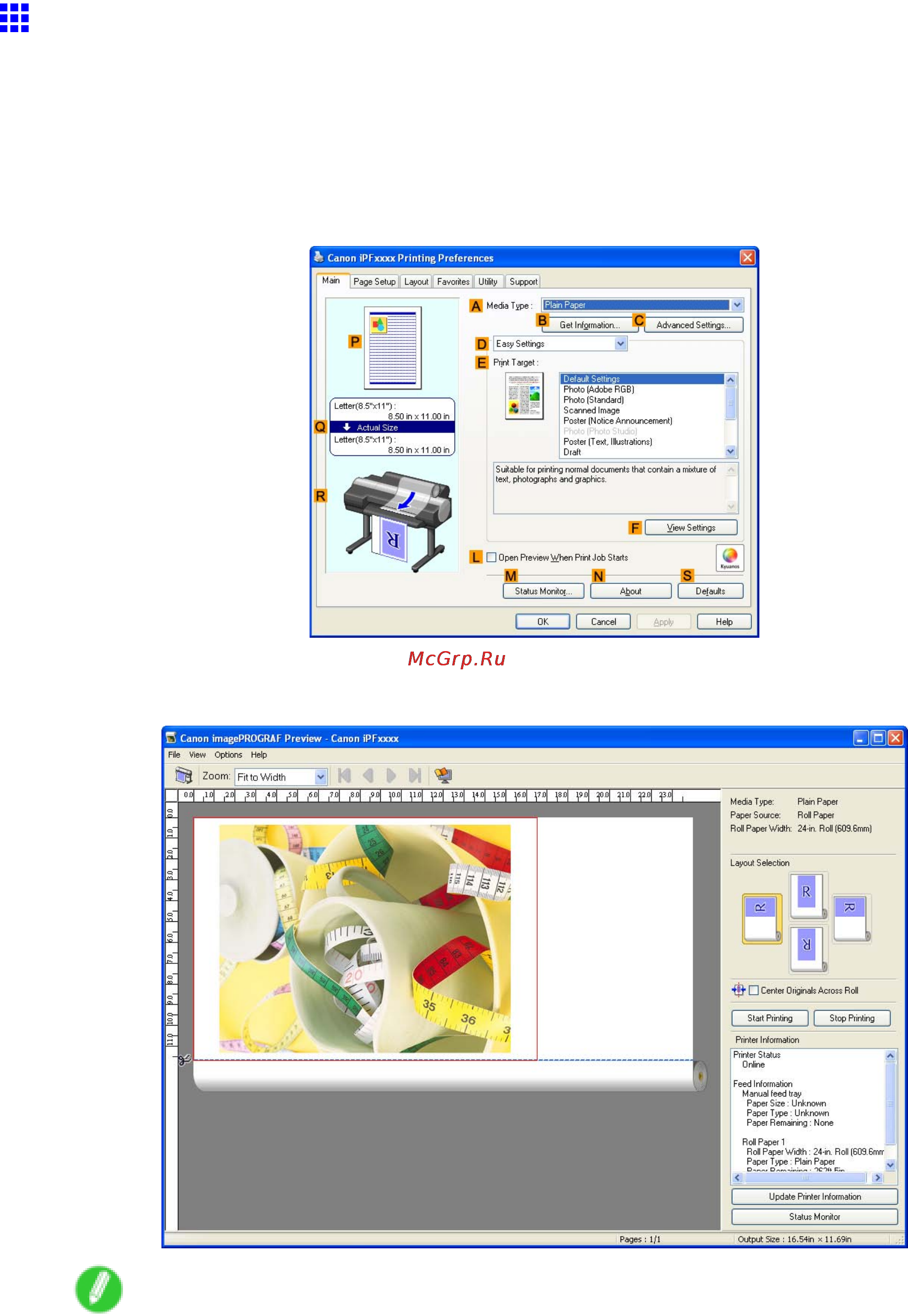 Canon imagePROGRAF iPF6000S [400/730] Checking the layout in a preview before printing windows
