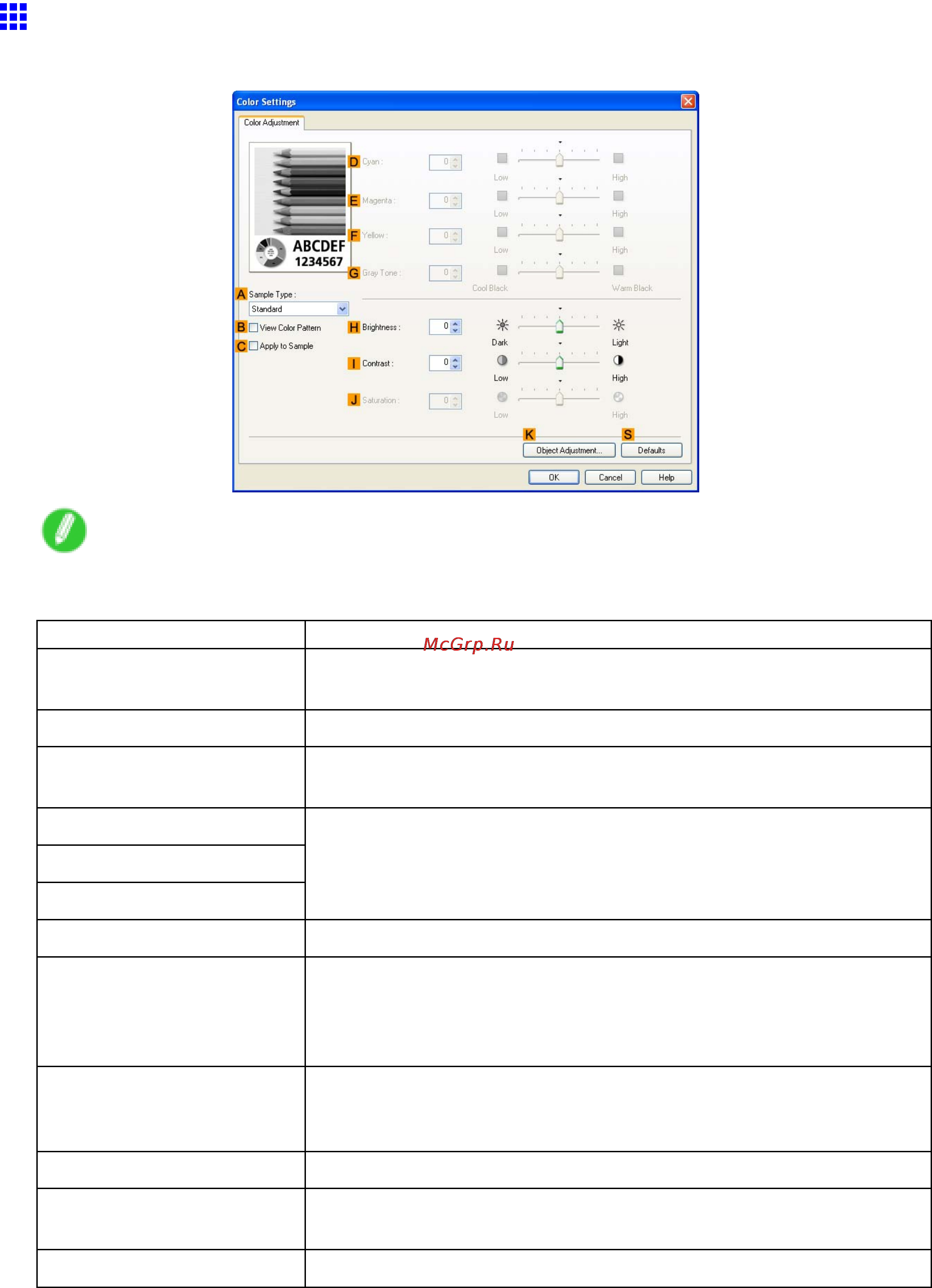 Canon imagePROGRAF iPF6000S [421/730] Color adjustment sheet monochrome windows