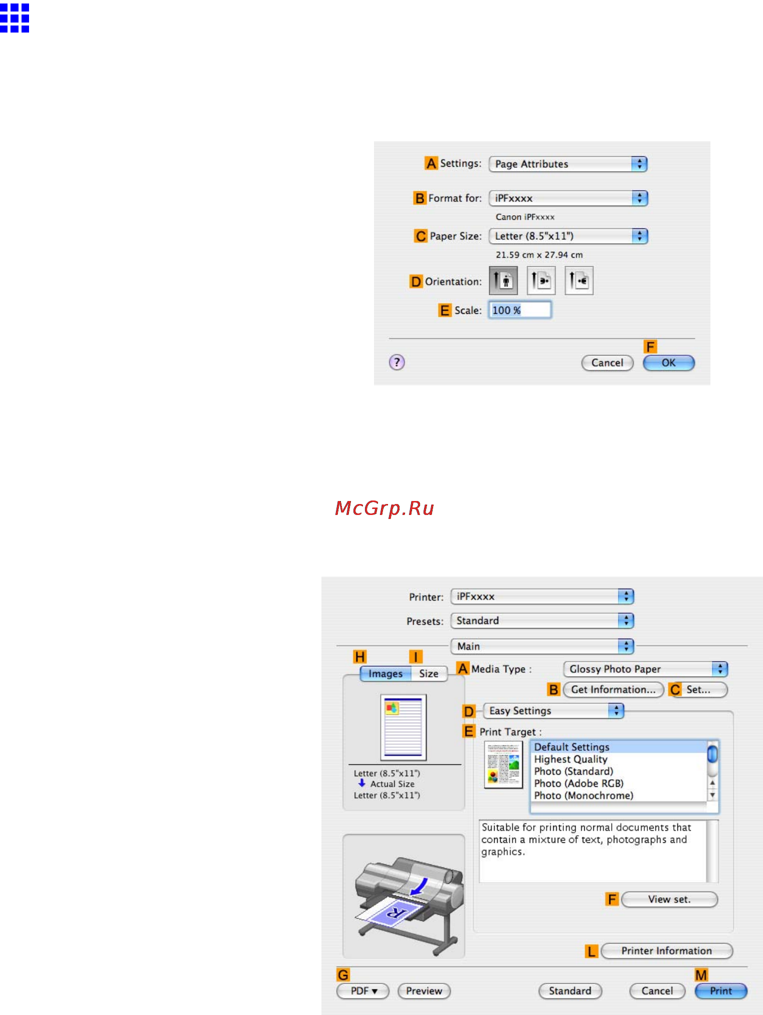 Canon imagePROGRAF iPF6000S [448/730] Specifying paper in the printer driver mac os x