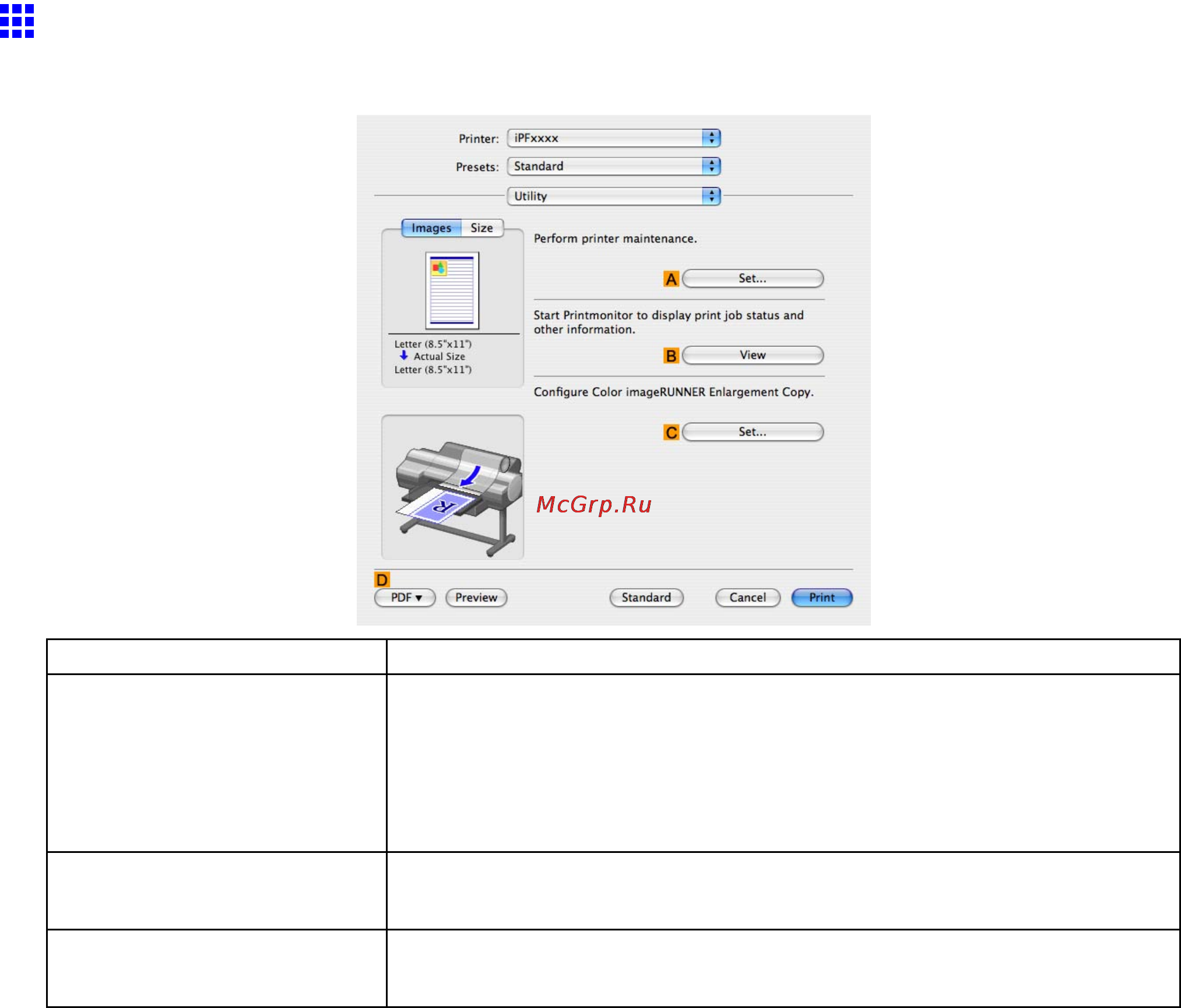 Canon imagePROGRAF iPF6000S [473/730] Utility pane mac os x