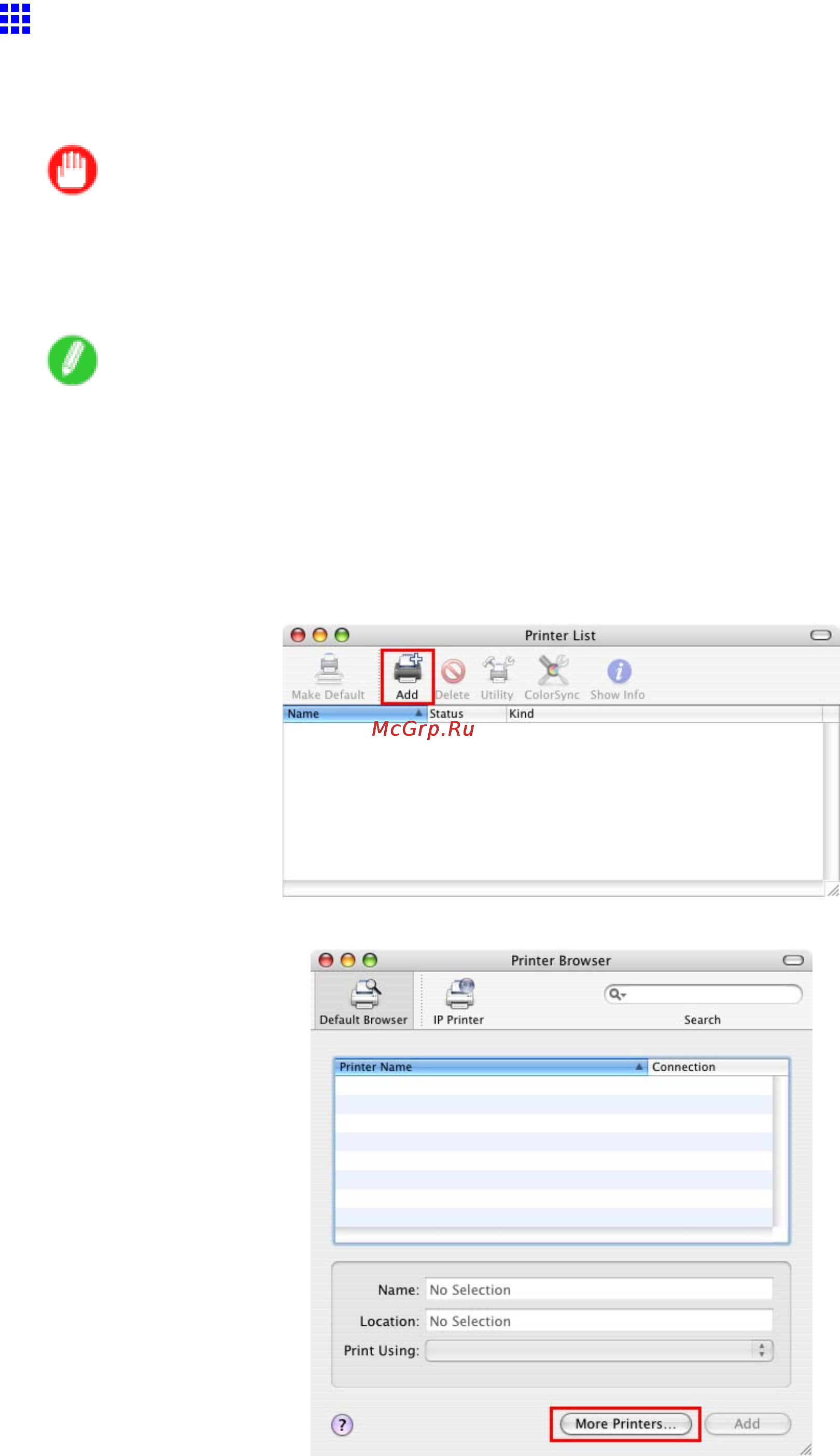 Canon imagePROGRAF iPF6000S [515/730] Configuring the destination for tcp ip network macintosh