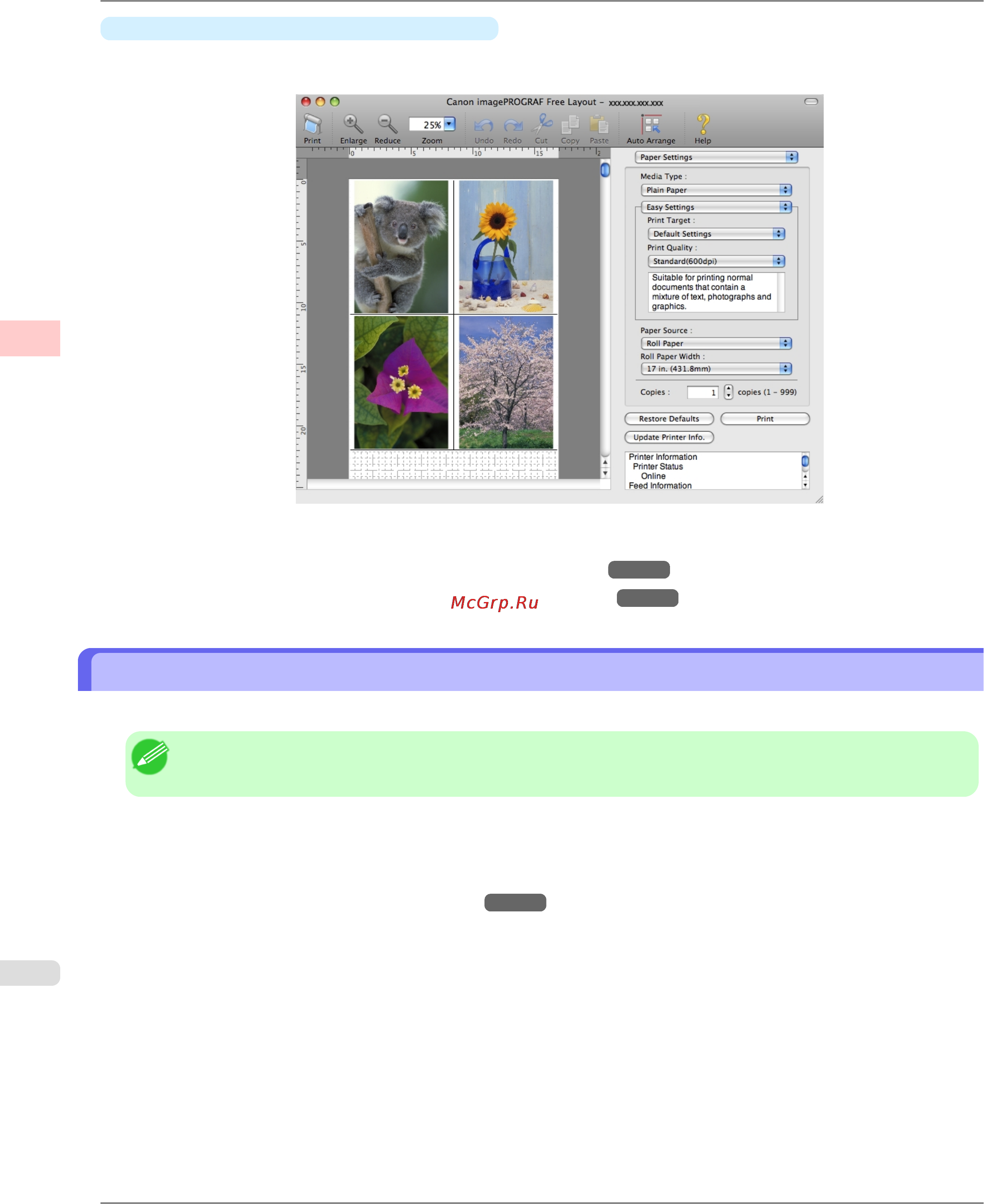 Canon imagePROGRAF iPF6300 [158/1126] Printing multiple originals next to each other windows