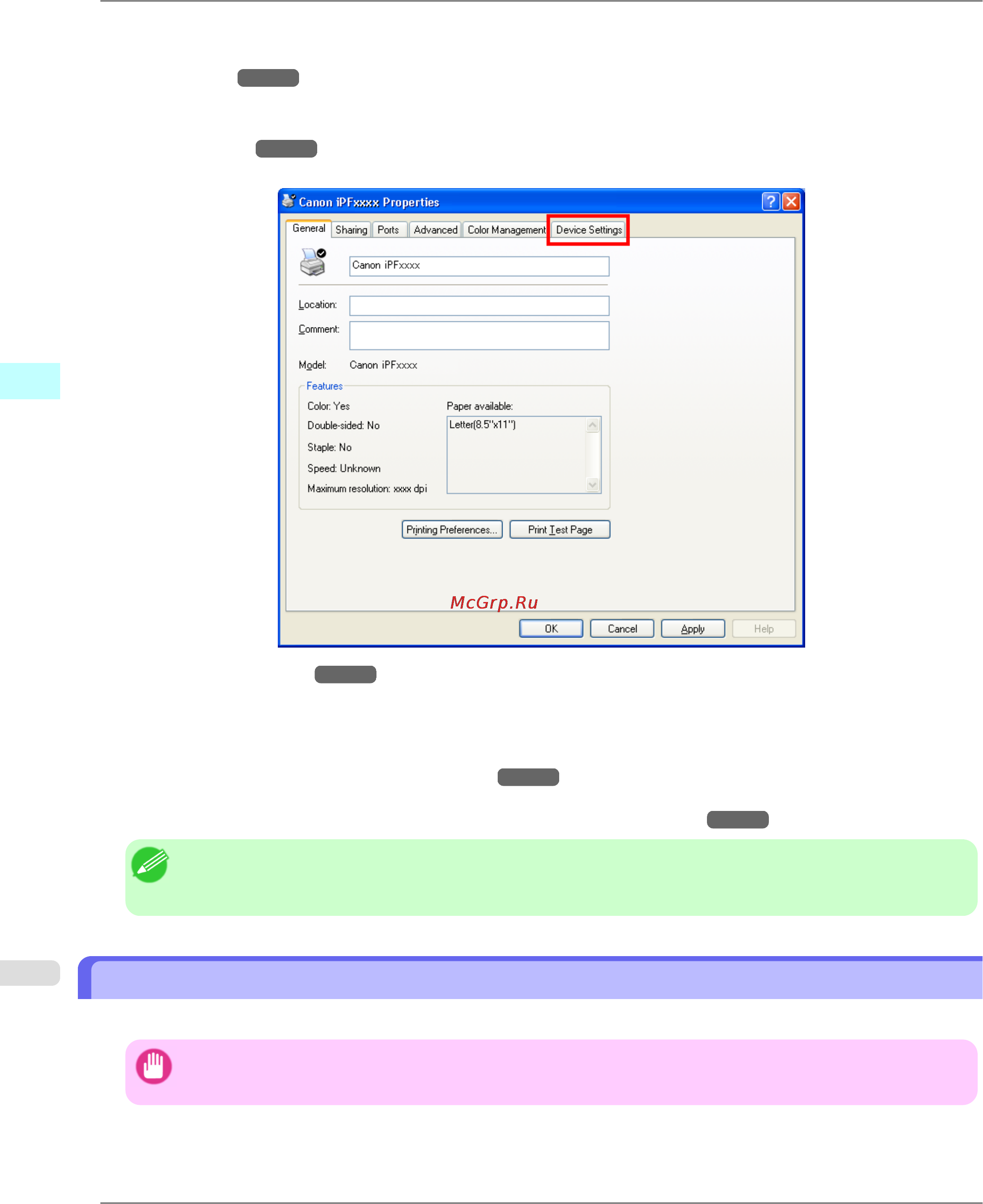 Canon imagePROGRAF iPF6300 [222/1126] Specifying paper in the printer driver