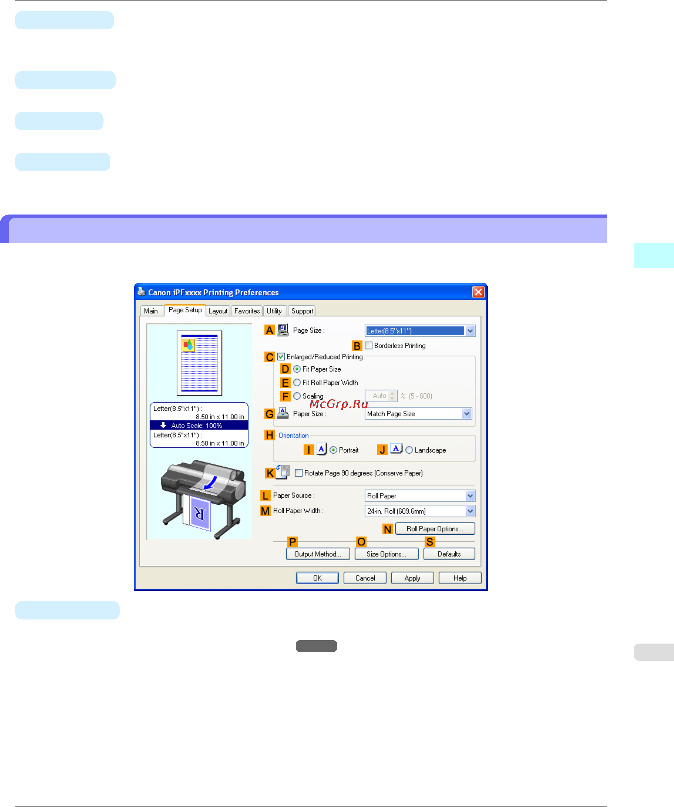 Canon imagePROGRAF iPF6300 [251/1126] Page setup sheet