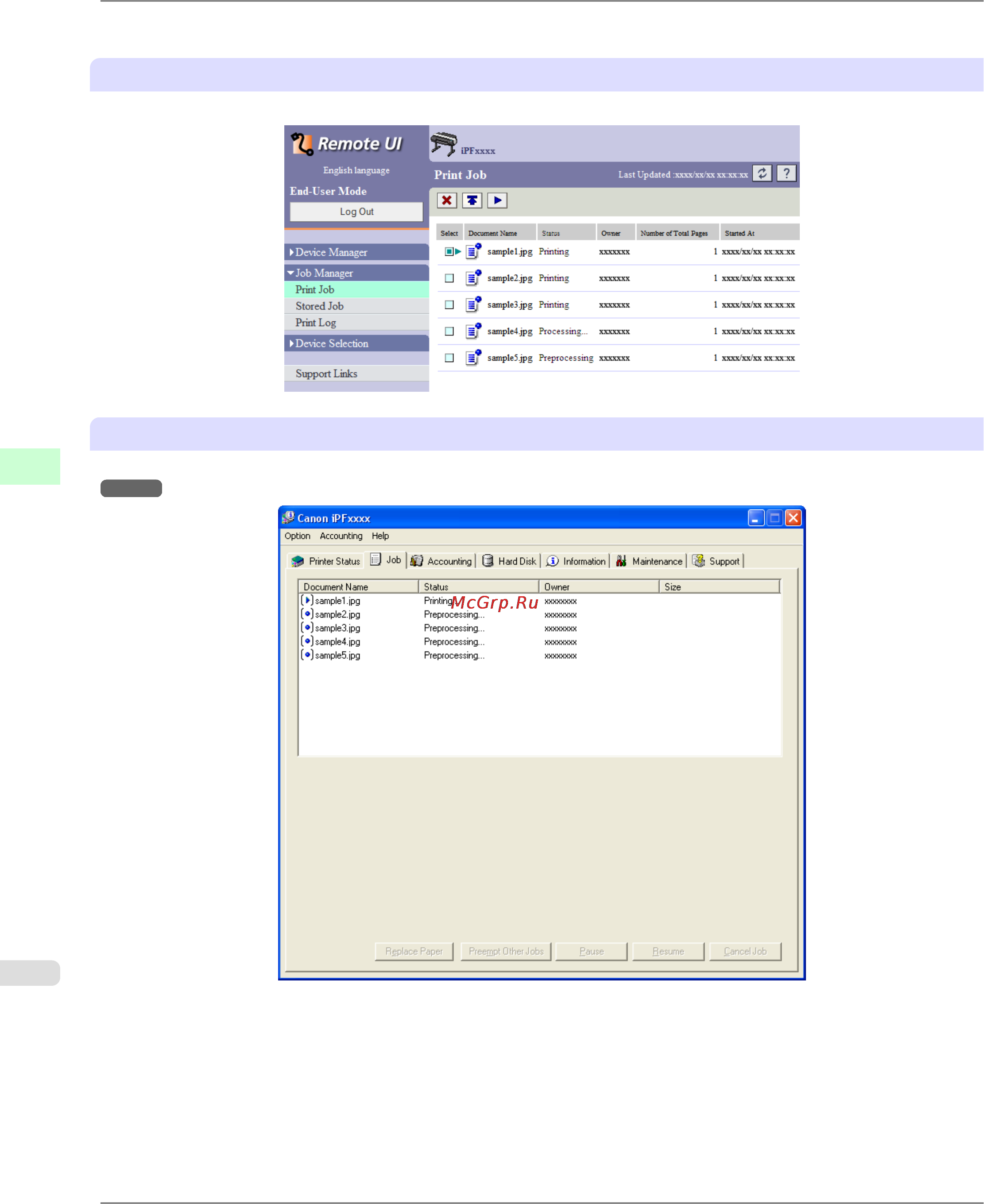 Canon imagePROGRAF iPF6300 [746/1126] Using remoteui
