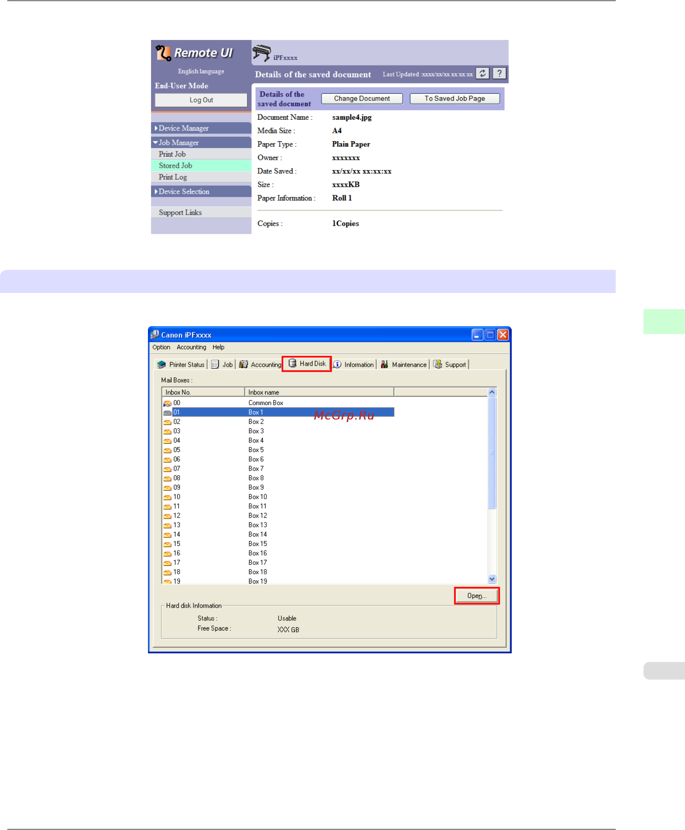 Canon imagePROGRAF iPF6300 [781/1126] Using imageprograf status monitor windows
