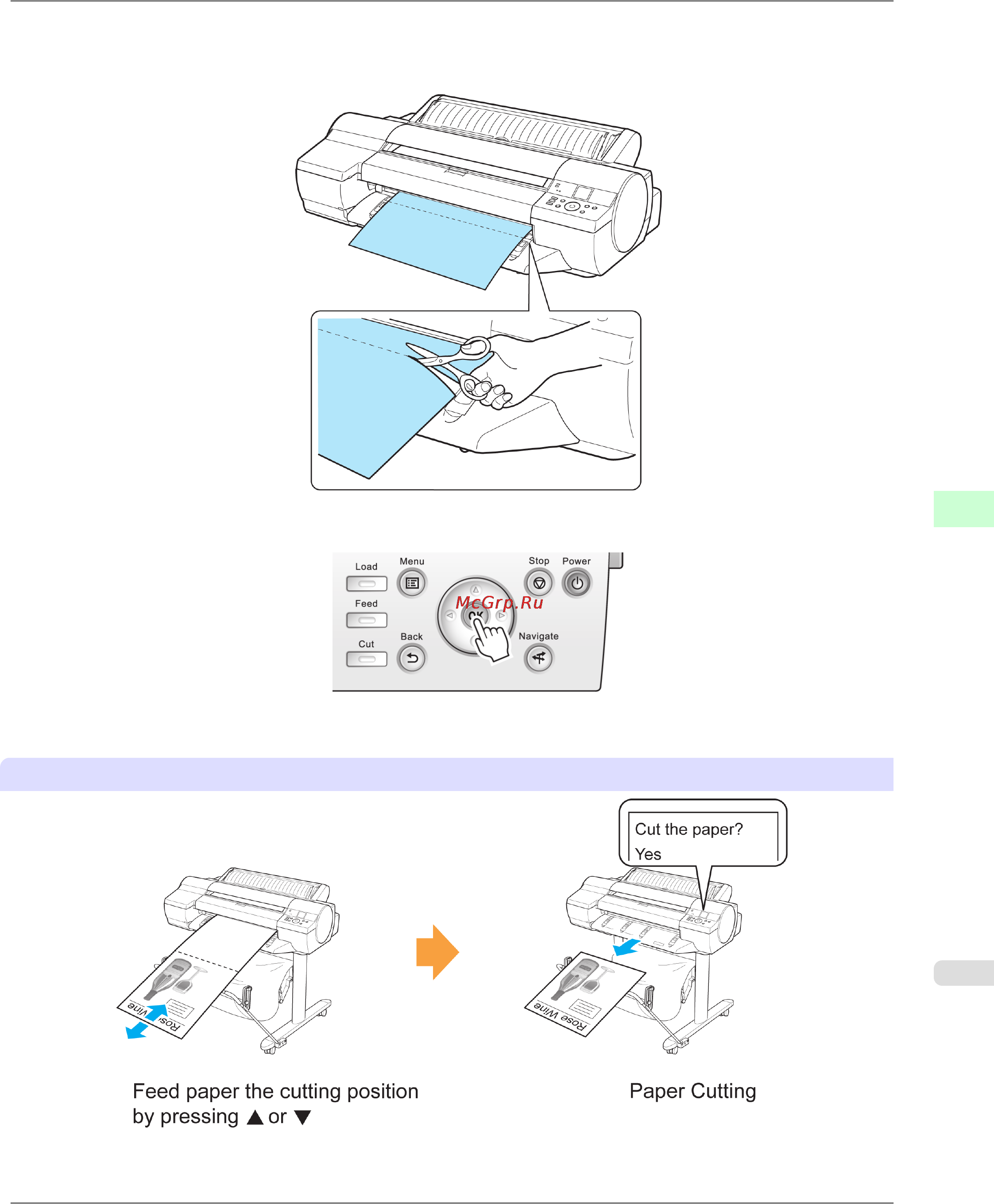Canon imagePROGRAF iPF6300 [819/1126] Paper cutting to have the roll cut at your specified position