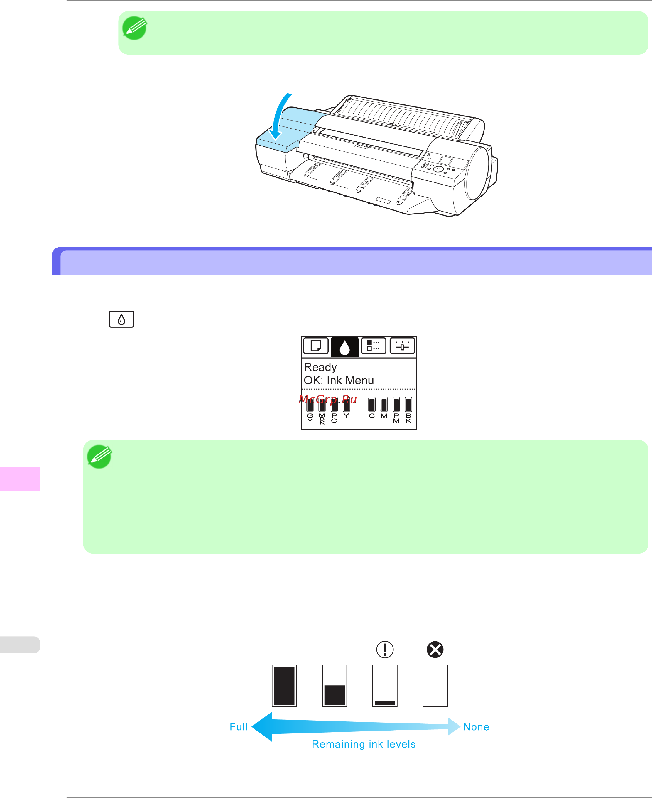 Canon imagePROGRAF iPF6300 [996/1126] Checking ink tank levels