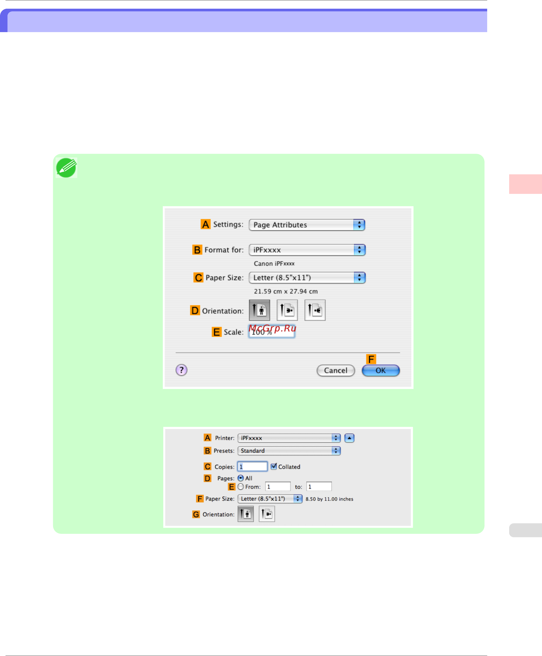 Canon imagePROGRAF iPF750 [101/878] Resizing originals by entering a scaling value mac os x