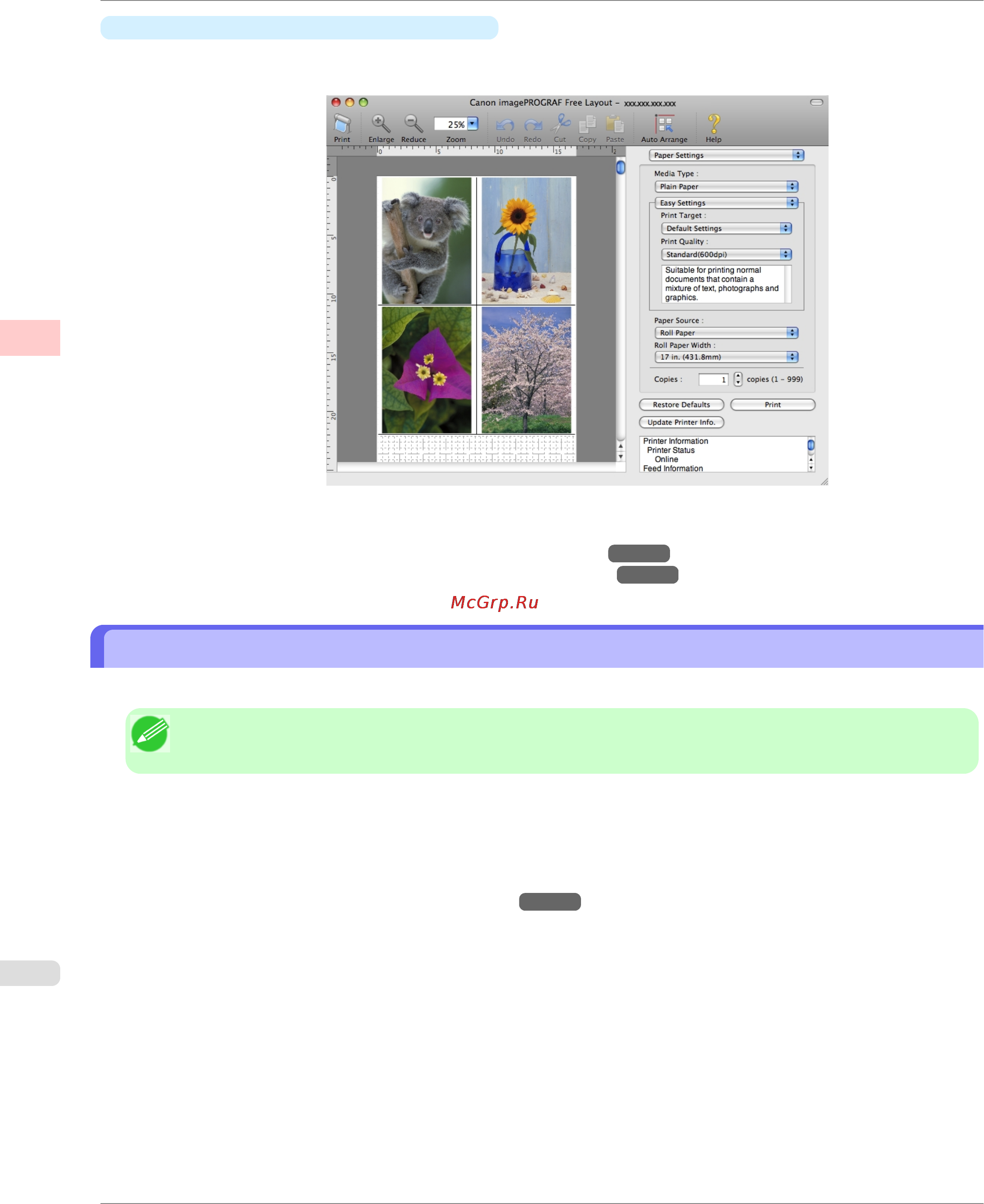 Canon imagePROGRAF iPF750 [156/878] Printing multiple originals next to each other windows