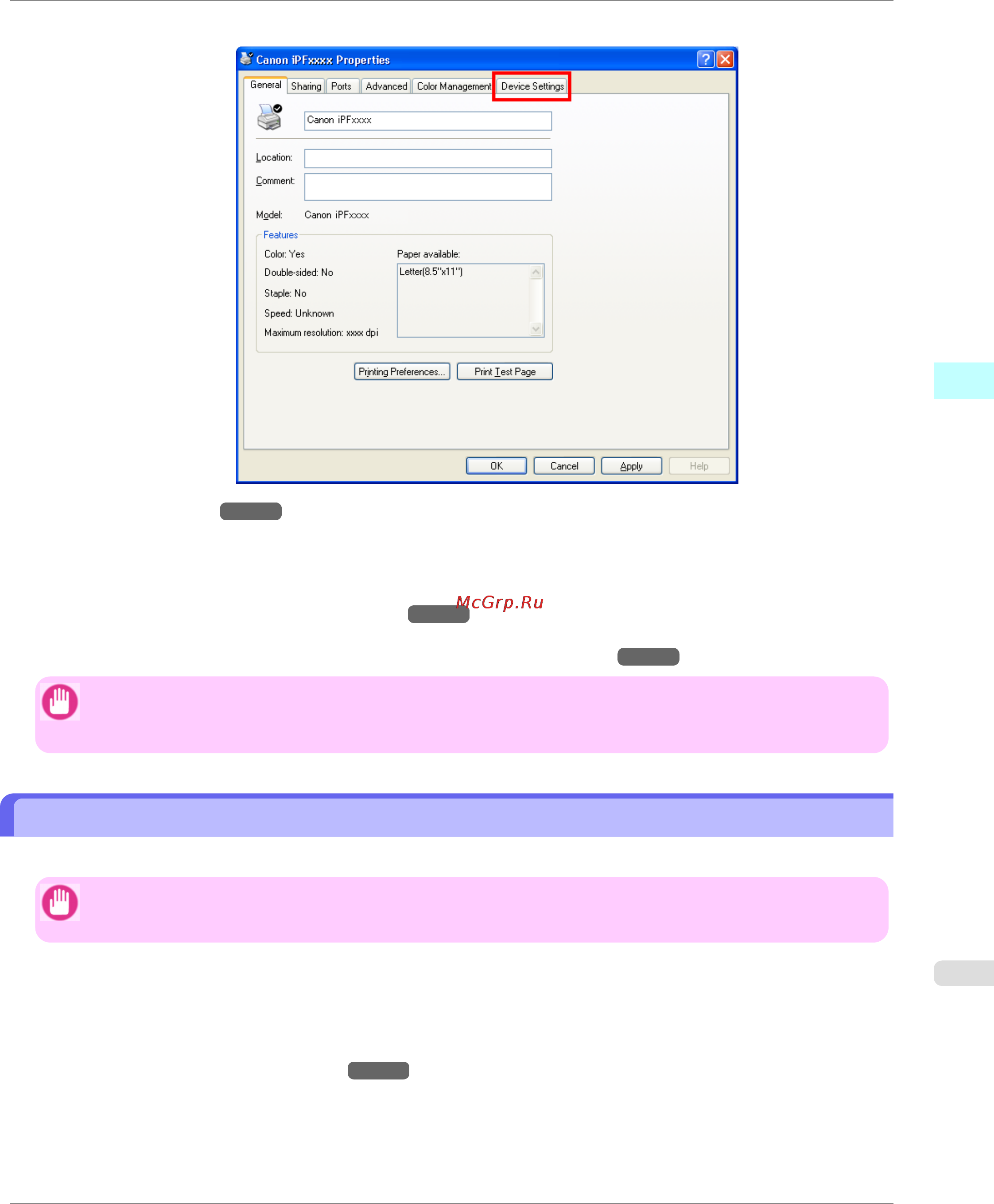 Canon imagePROGRAF iPF750 [225/878] Specifying paper in the printer driver