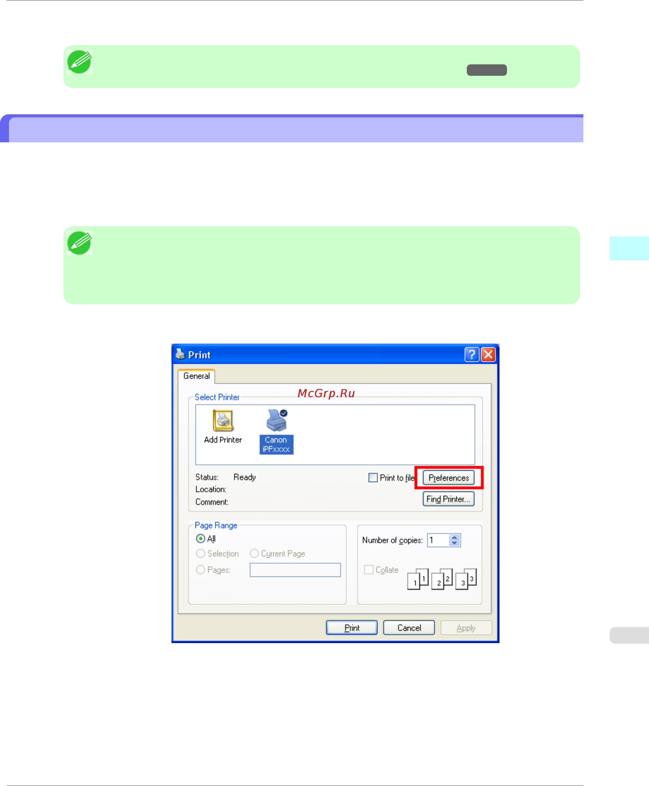 Canon imagePROGRAF iPF750 [233/878] Accessing the printer driver dialog box from applications