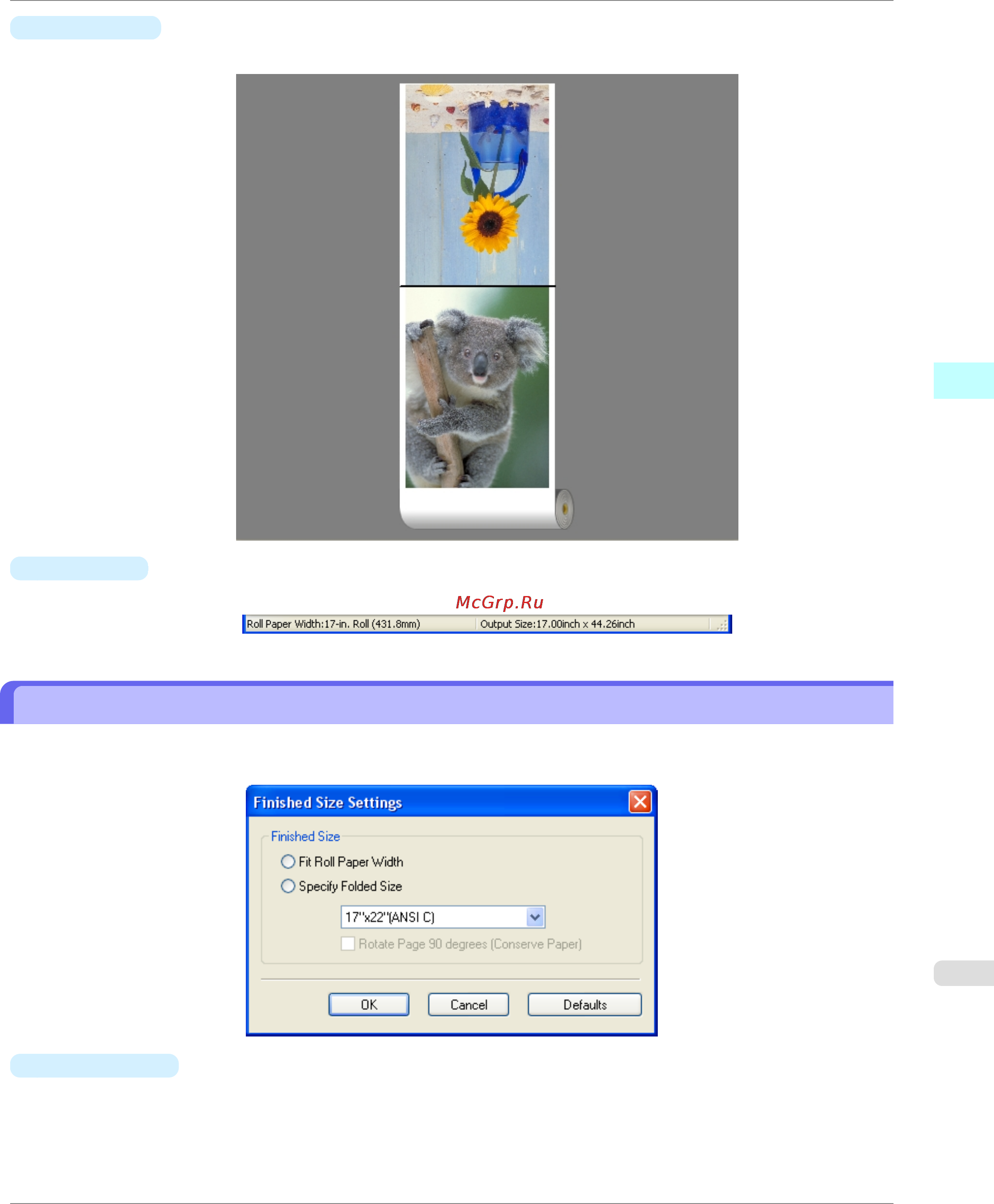 Canon imagePROGRAF iPF750 [301/878] Finished size settings dialog box