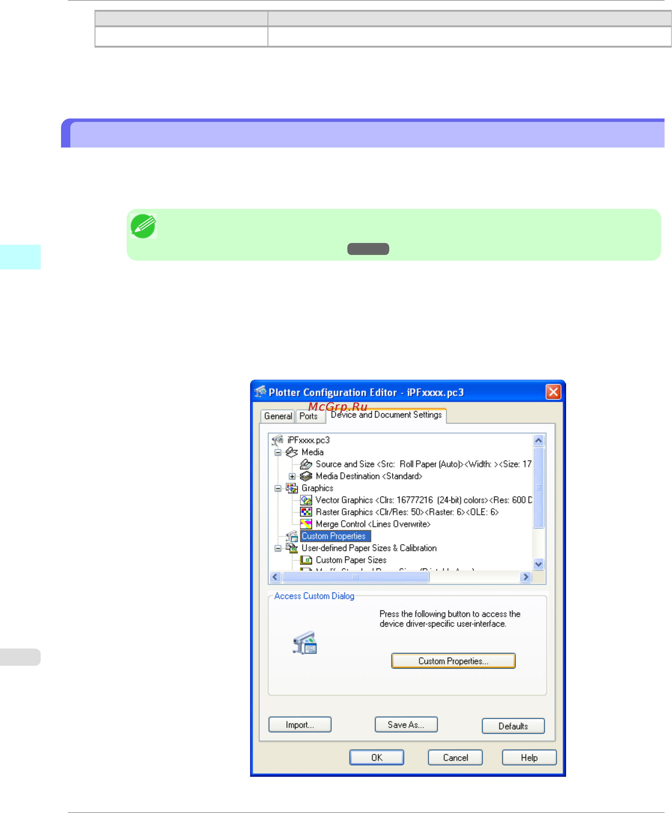 Canon imagePROGRAF iPF750 [396/878] Opening the custom properties dialog box