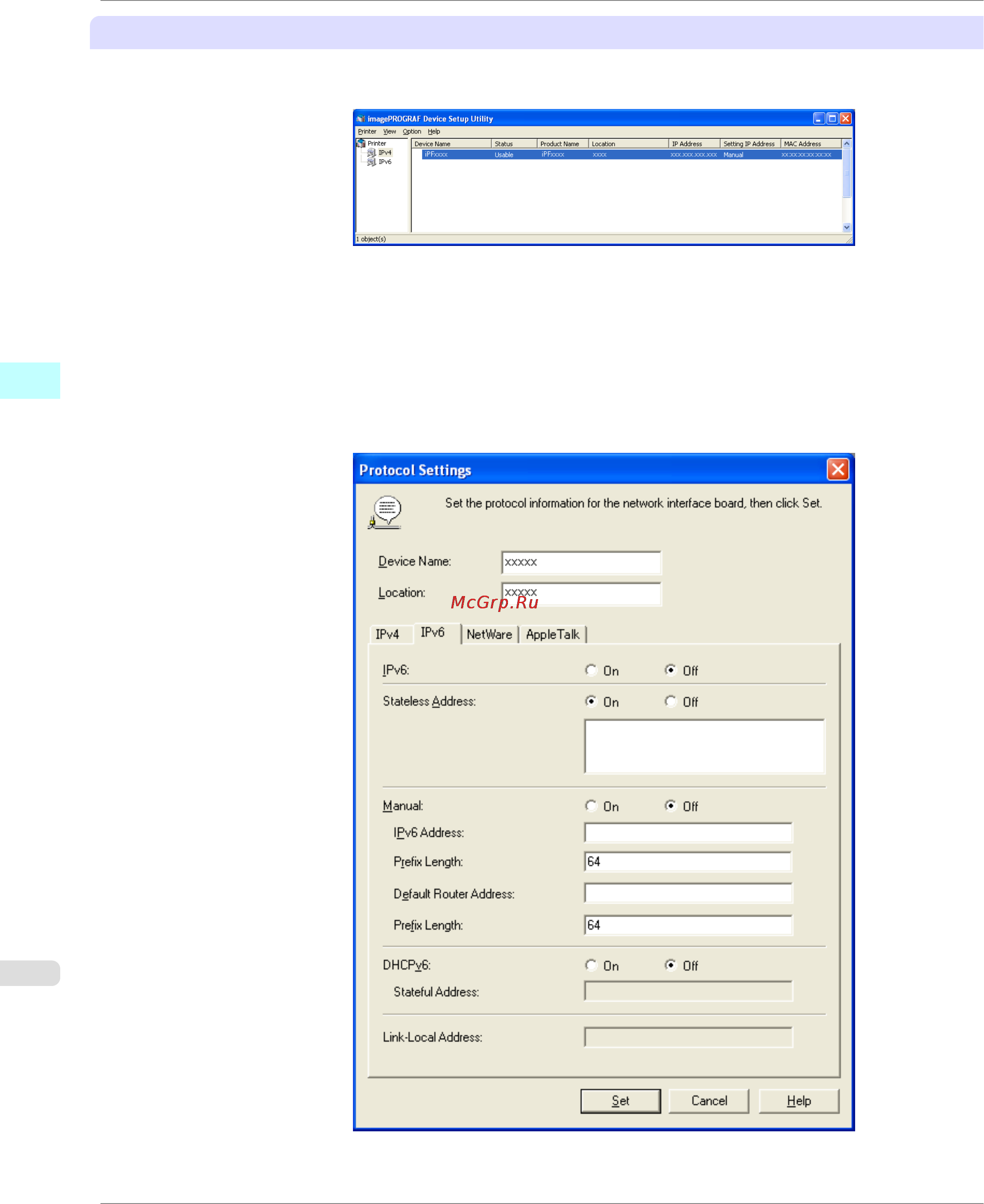 Canon imagePROGRAF iPF750 [426/878] When specifying an ipv6 ip address