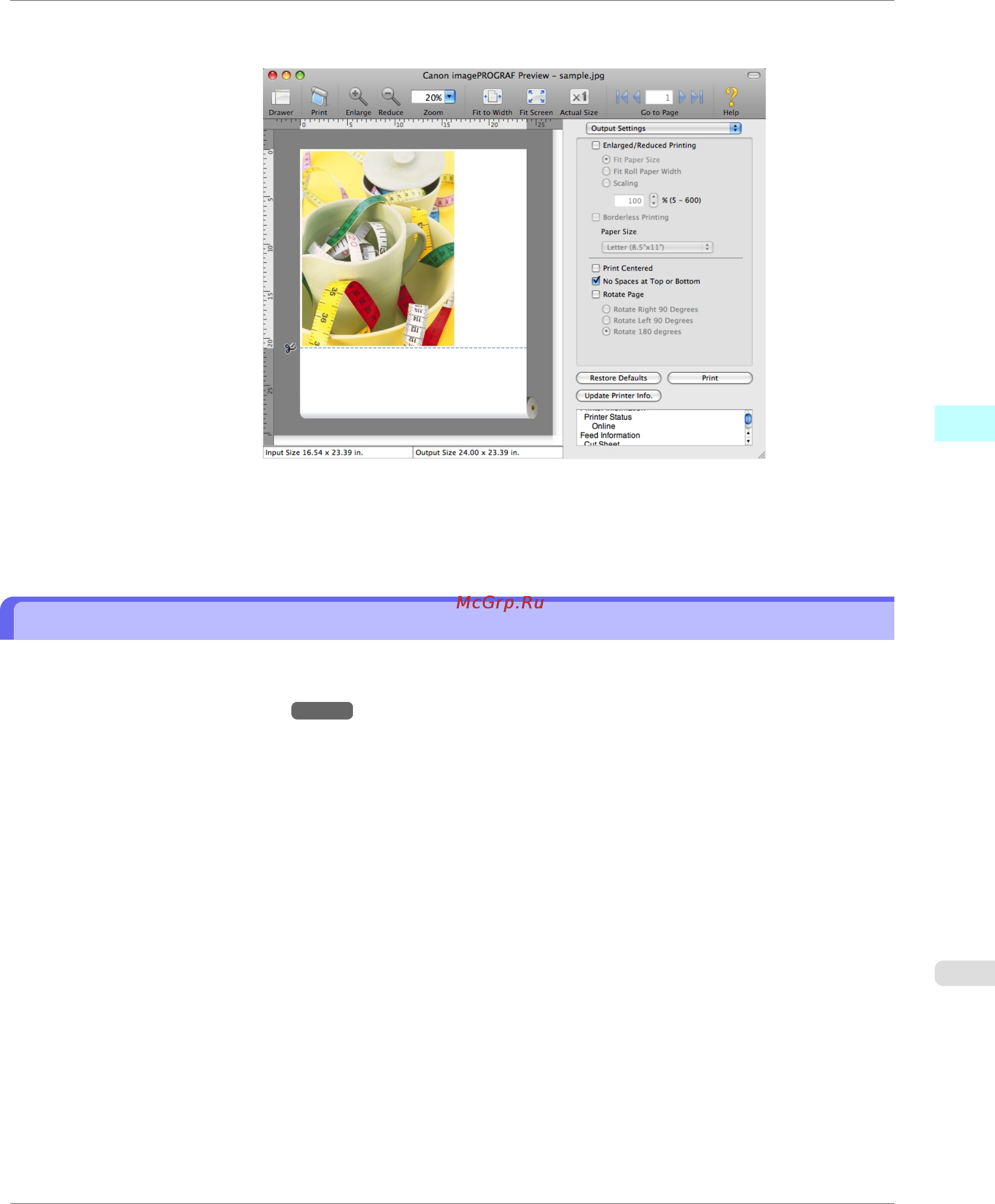 Canon imagePROGRAF iPF750 [497/878] Print page rotated 90 degrees