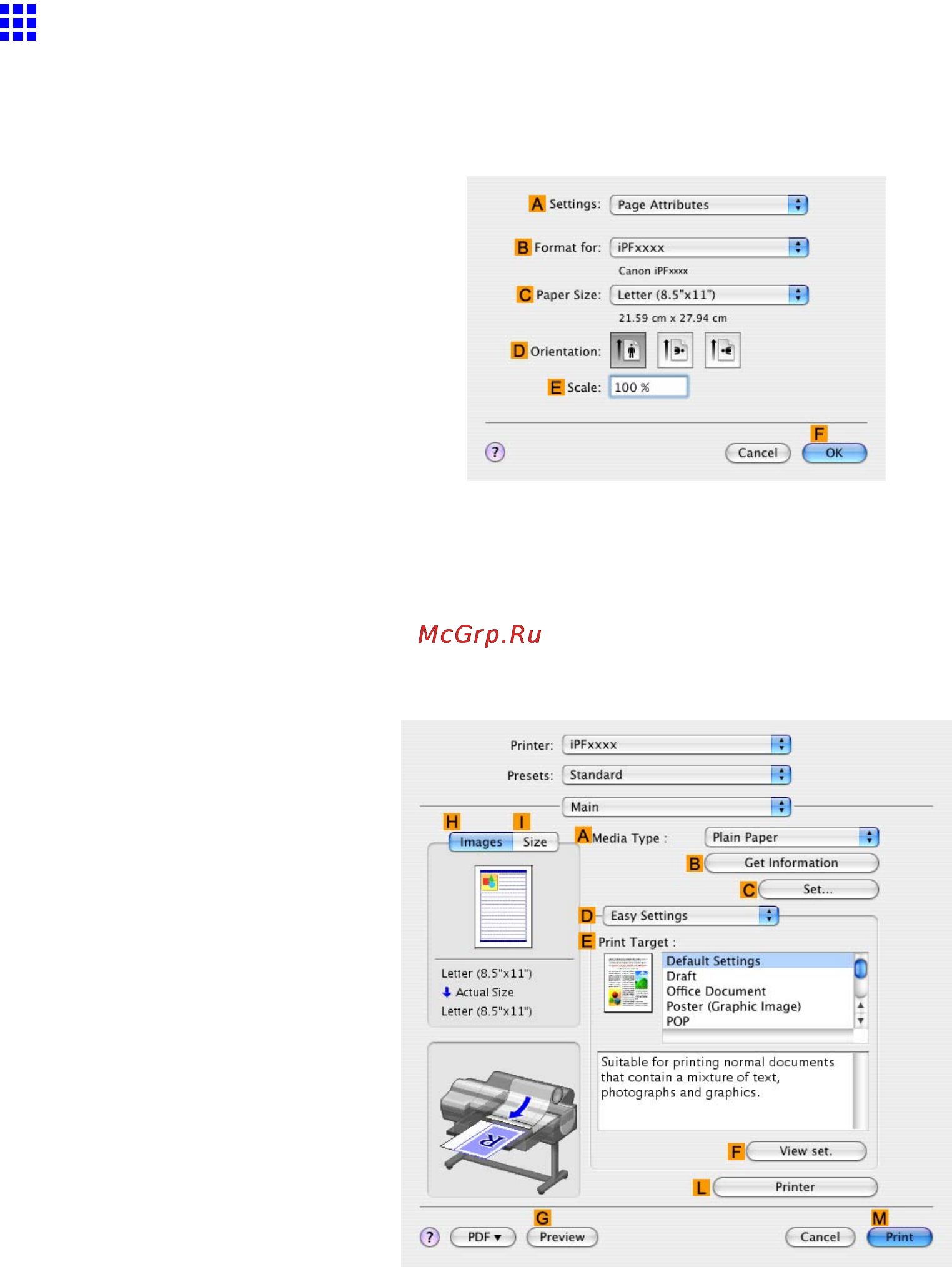 Canon imagePROGRAF iPF610 [113/746] Specifying paper in the printer driver mac os x