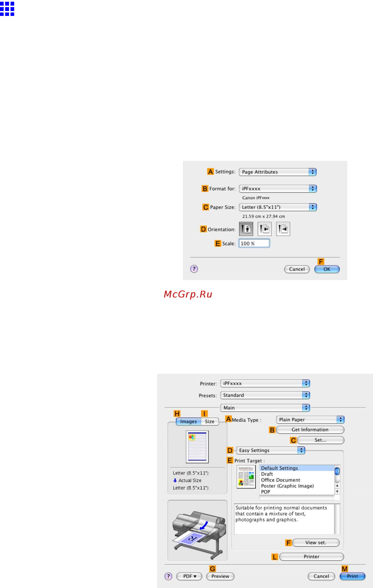 Canon imagePROGRAF iPF610 [316/746] Resizing originals to match the paper size mac os x