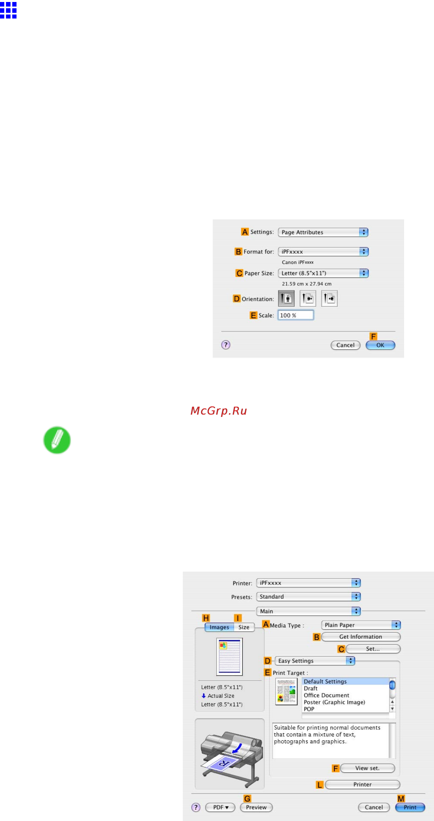 Canon imagePROGRAF iPF610 [349/746] Borderless printing at actual size mac os x