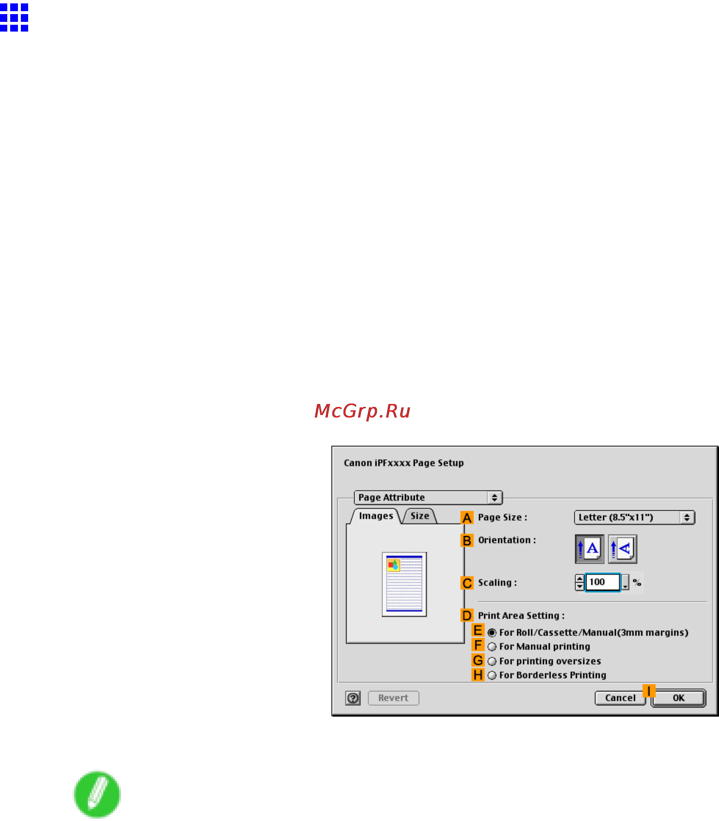 Canon imagePROGRAF iPF610 [361/746] Borderless printing by resizing originals to fit the roll width mac os 9