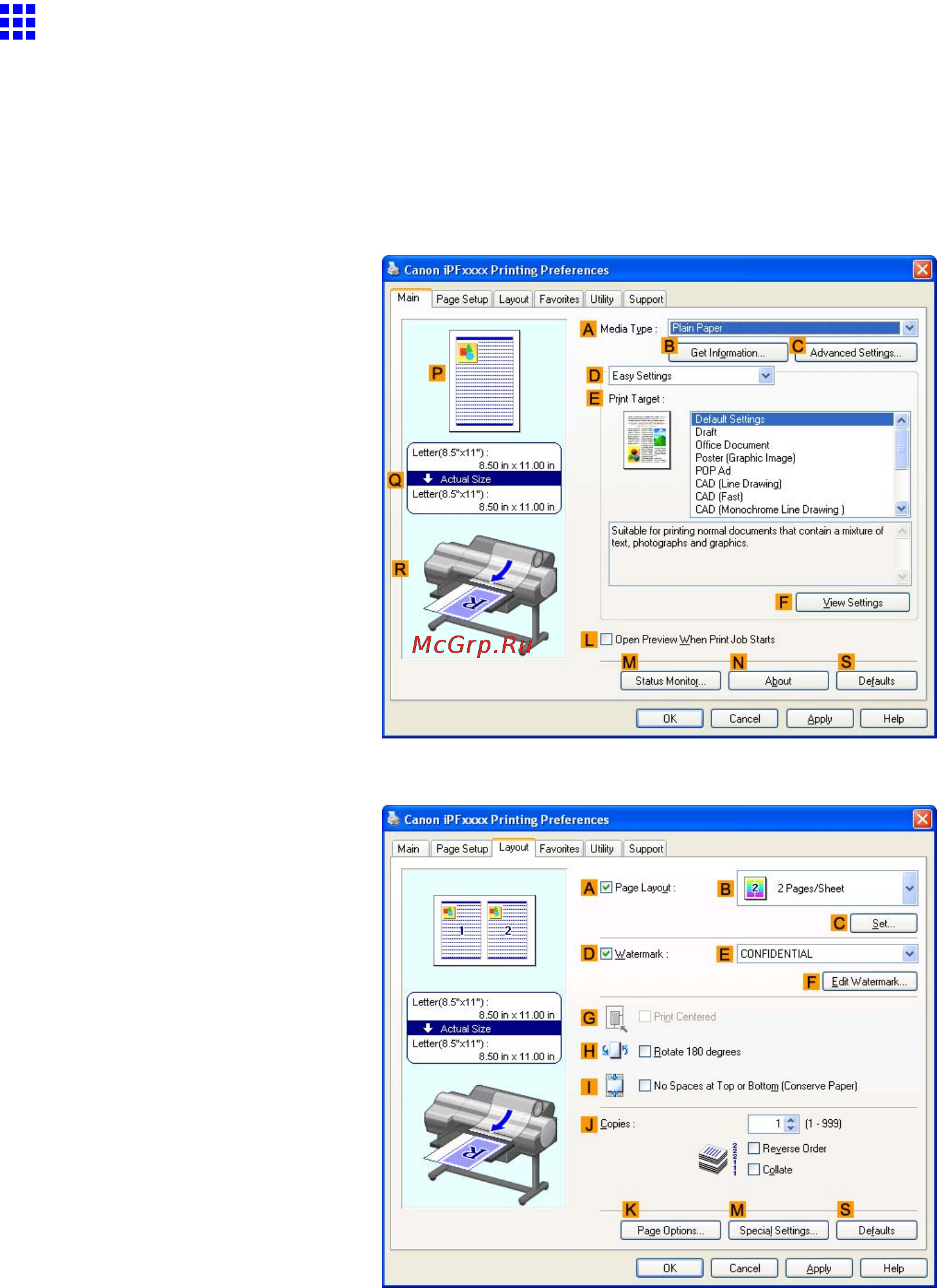 Canon imagePROGRAF iPF610 [405/746] Printing multiple originals next to each other windows
