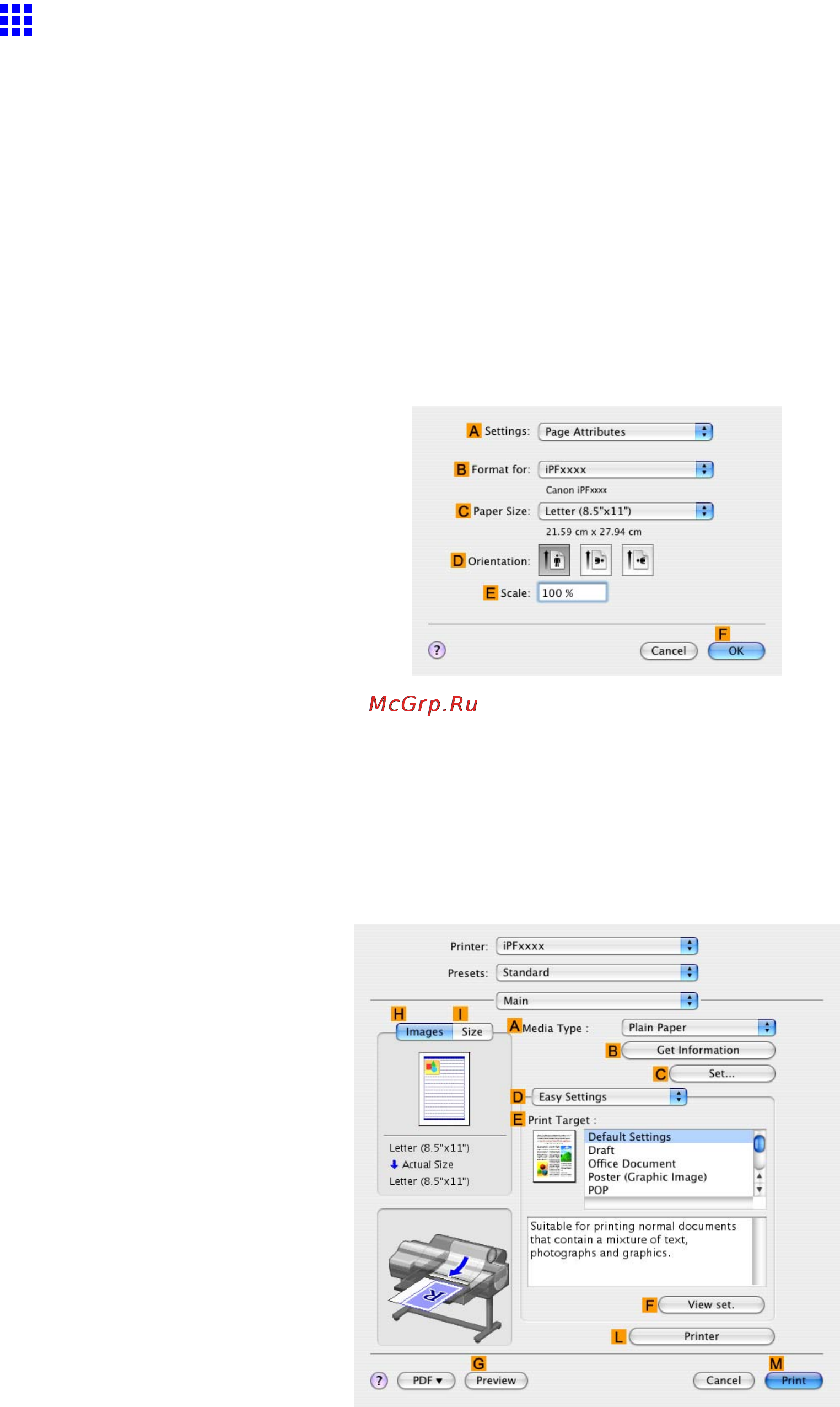 Canon imagePROGRAF iPF610 [472/746] Making the original orientation match the paper orientation mac os x