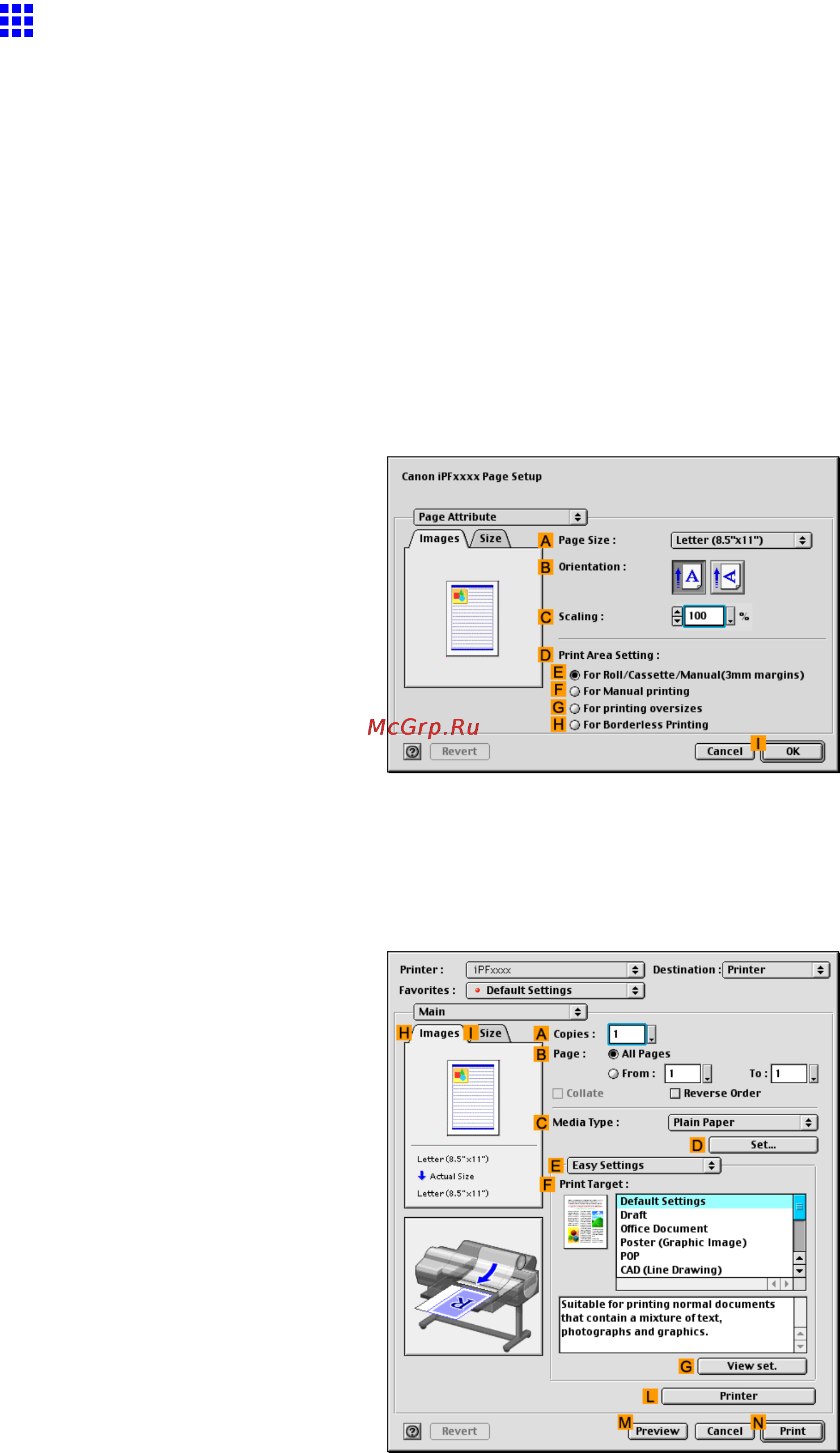 Canon imagePROGRAF iPF610 [478/746] Printing with watermarks copy file copy and so on mac os 9