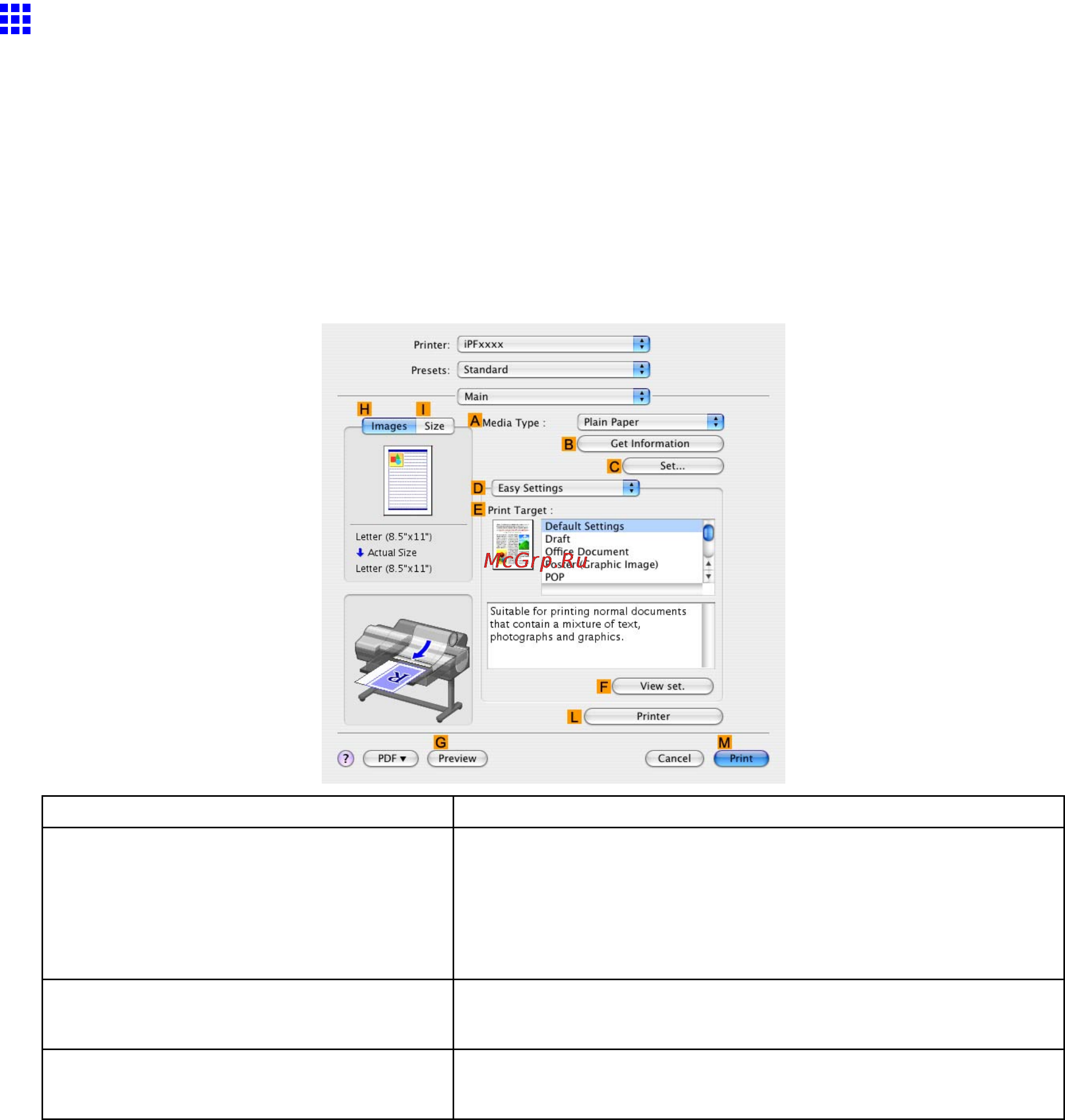 Canon imagePROGRAF iPF610 [527/746] Confirming print settings mac os x