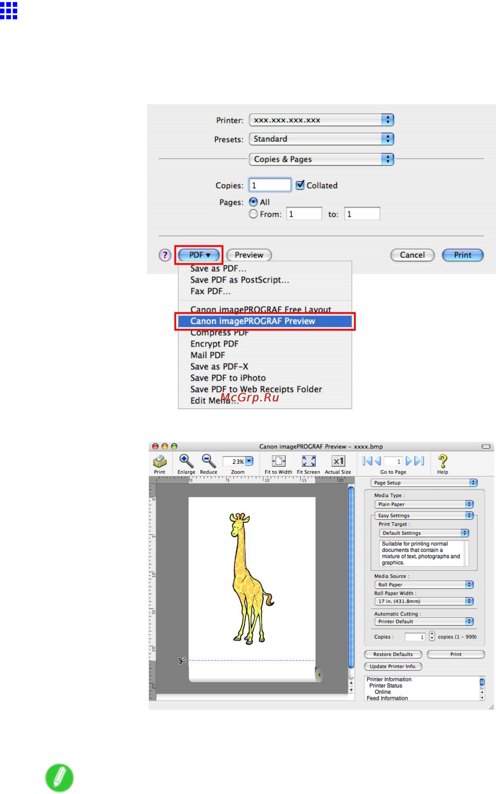 Canon imagePROGRAF iPF610 [530/746] Checking the layout before printing mac os x