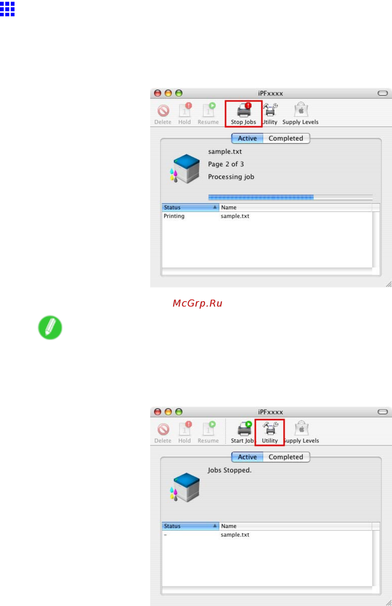 Canon imagePROGRAF iPF5100 [116/788] Canceling print jobs from mac os x
