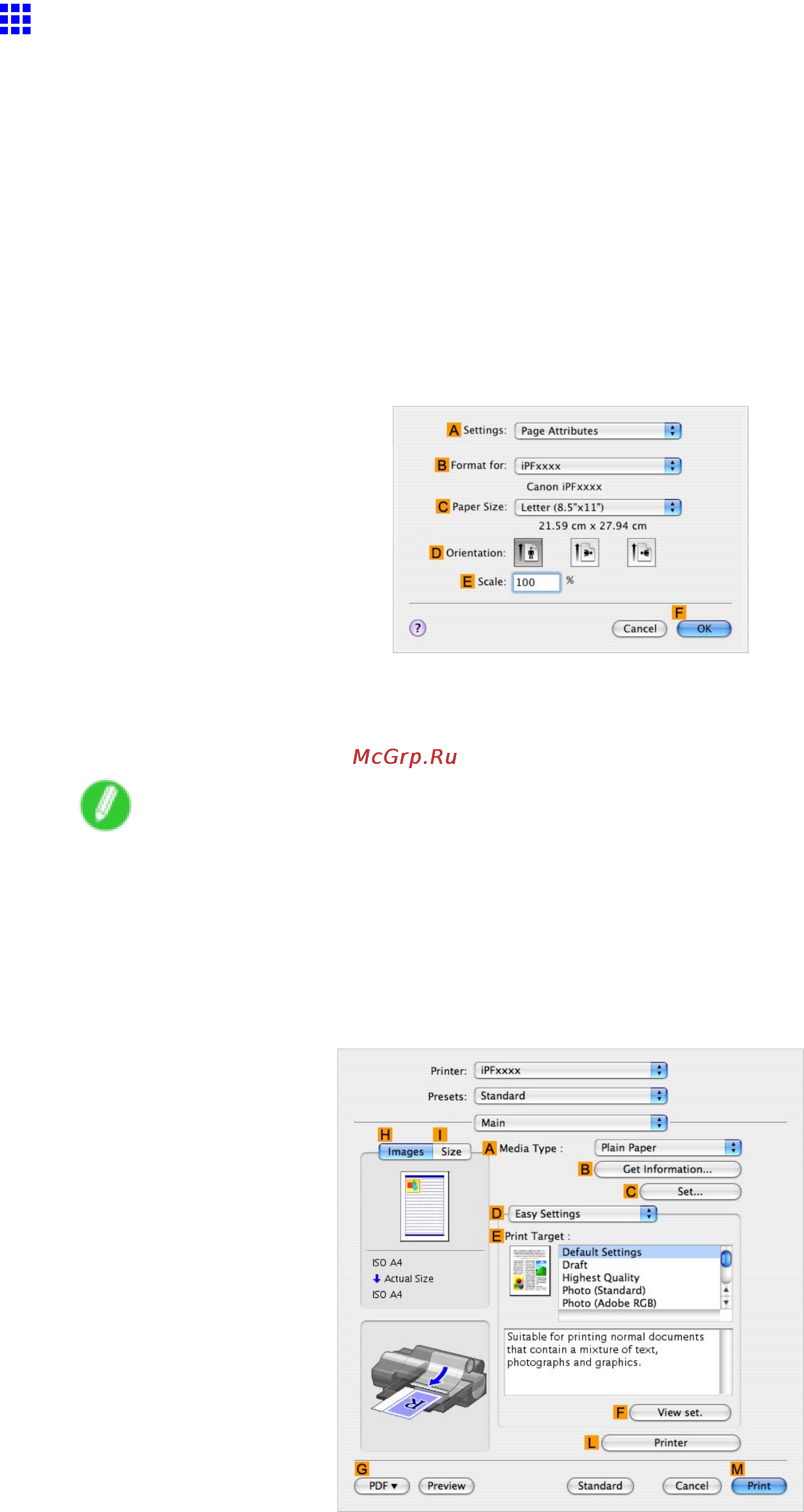 Canon imagePROGRAF iPF5100 [325/788] Borderless printing at actual size mac os x