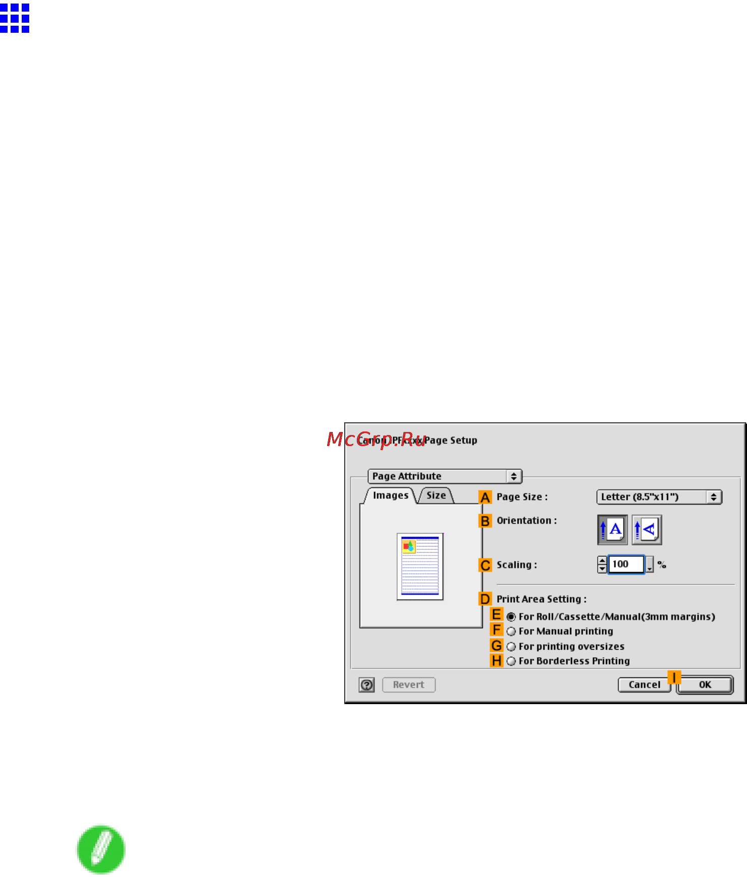 Canon imagePROGRAF iPF5100 [350/788] Borderless printing at actual size mac os 9
