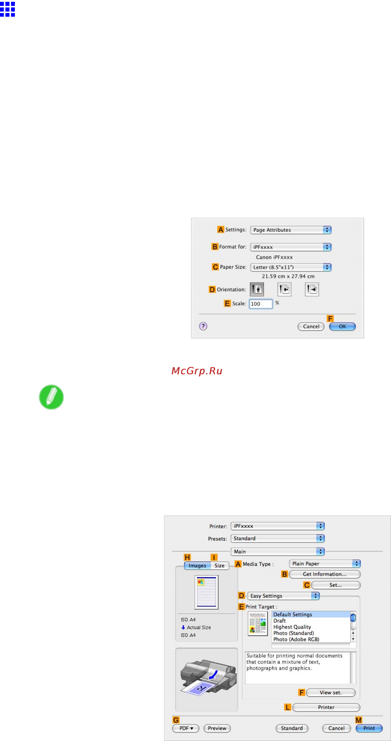Canon imagePROGRAF iPF5100 [356/788] Borderless printing by resizing originals to fit the roll width mac os x
