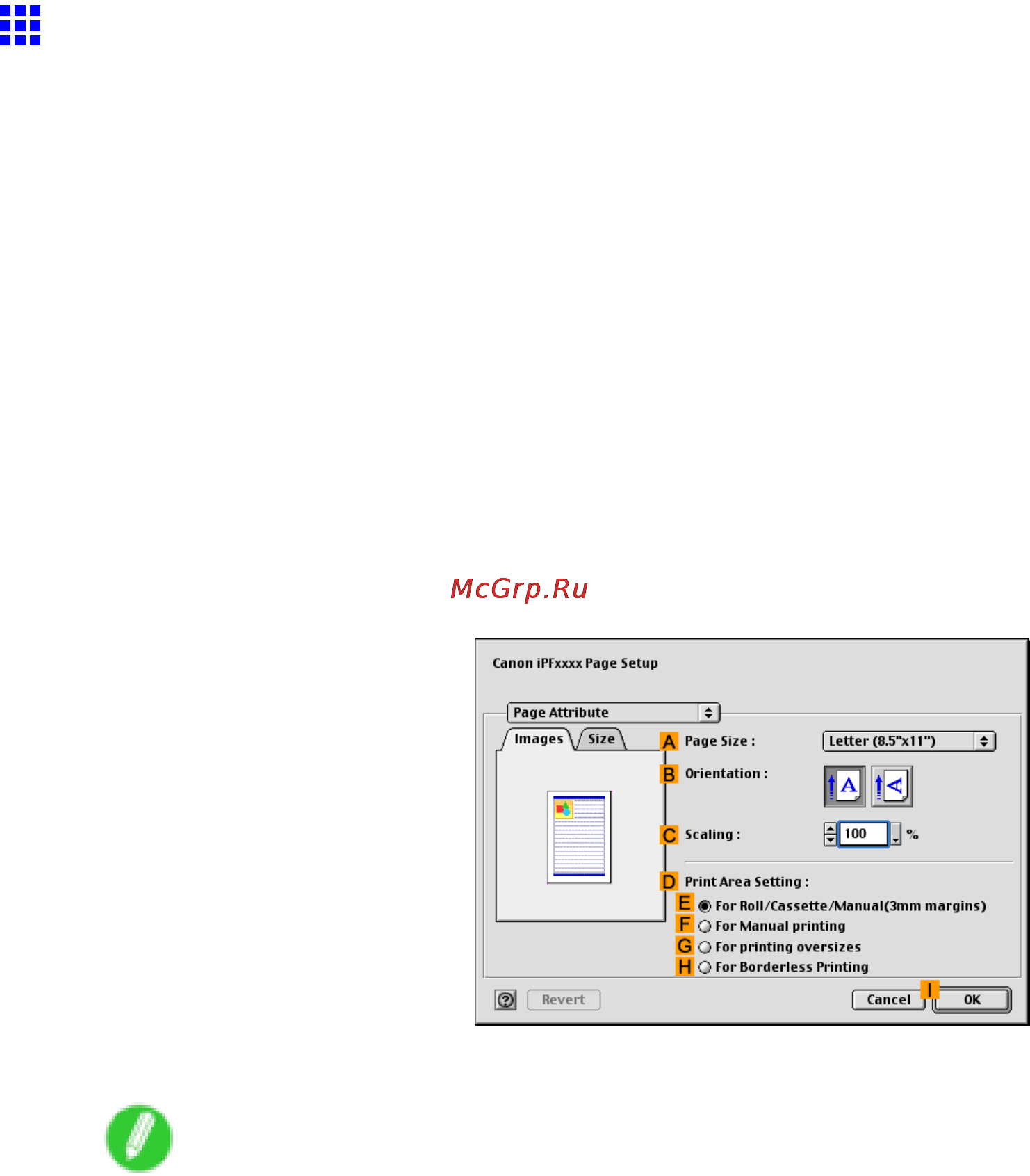 Canon imagePROGRAF iPF5100 [359/788] Borderless printing by resizing originals to fit the roll width mac os 9